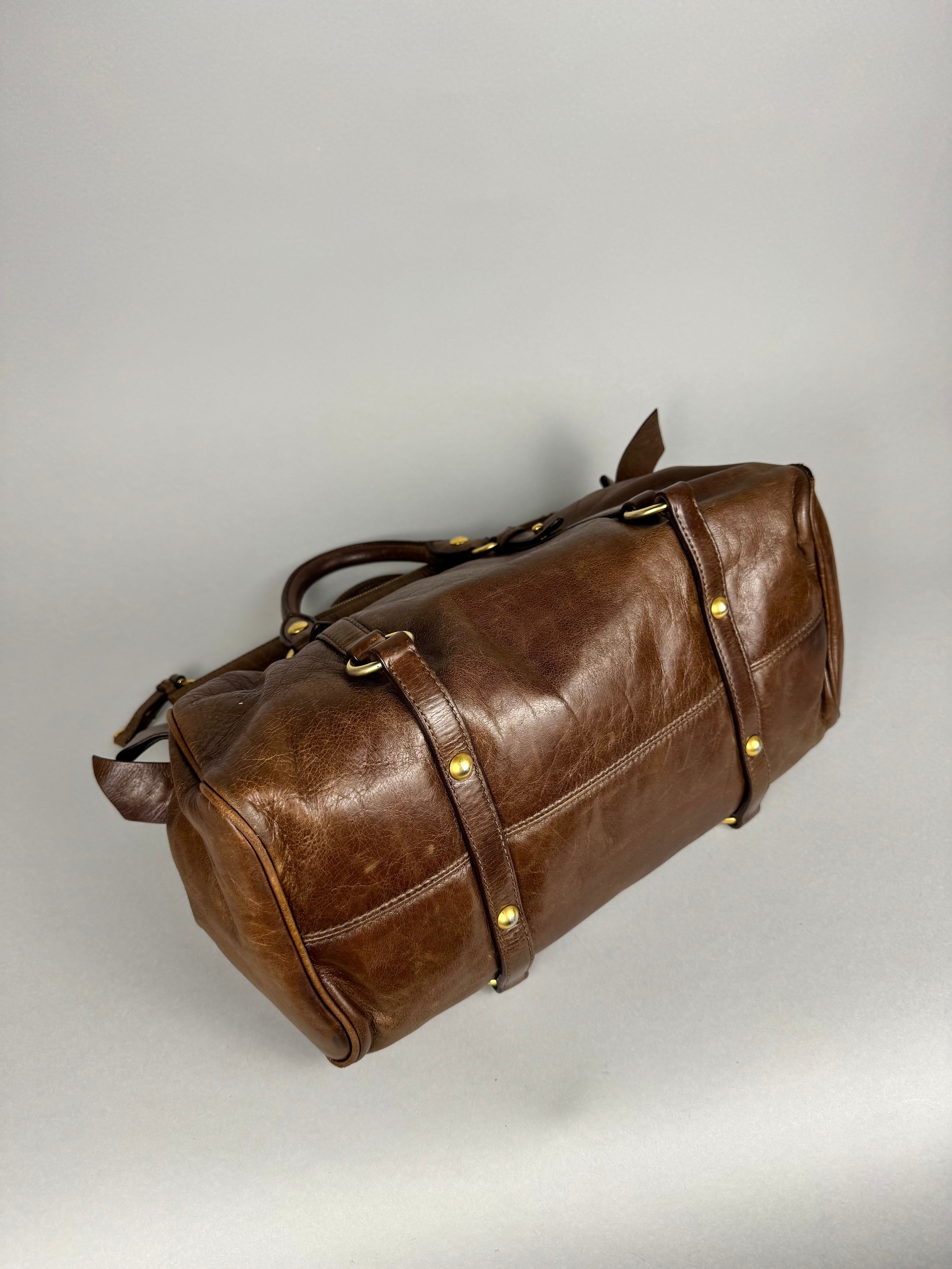 Miu Miu Lux Bow Vitello Leather Brown Tote