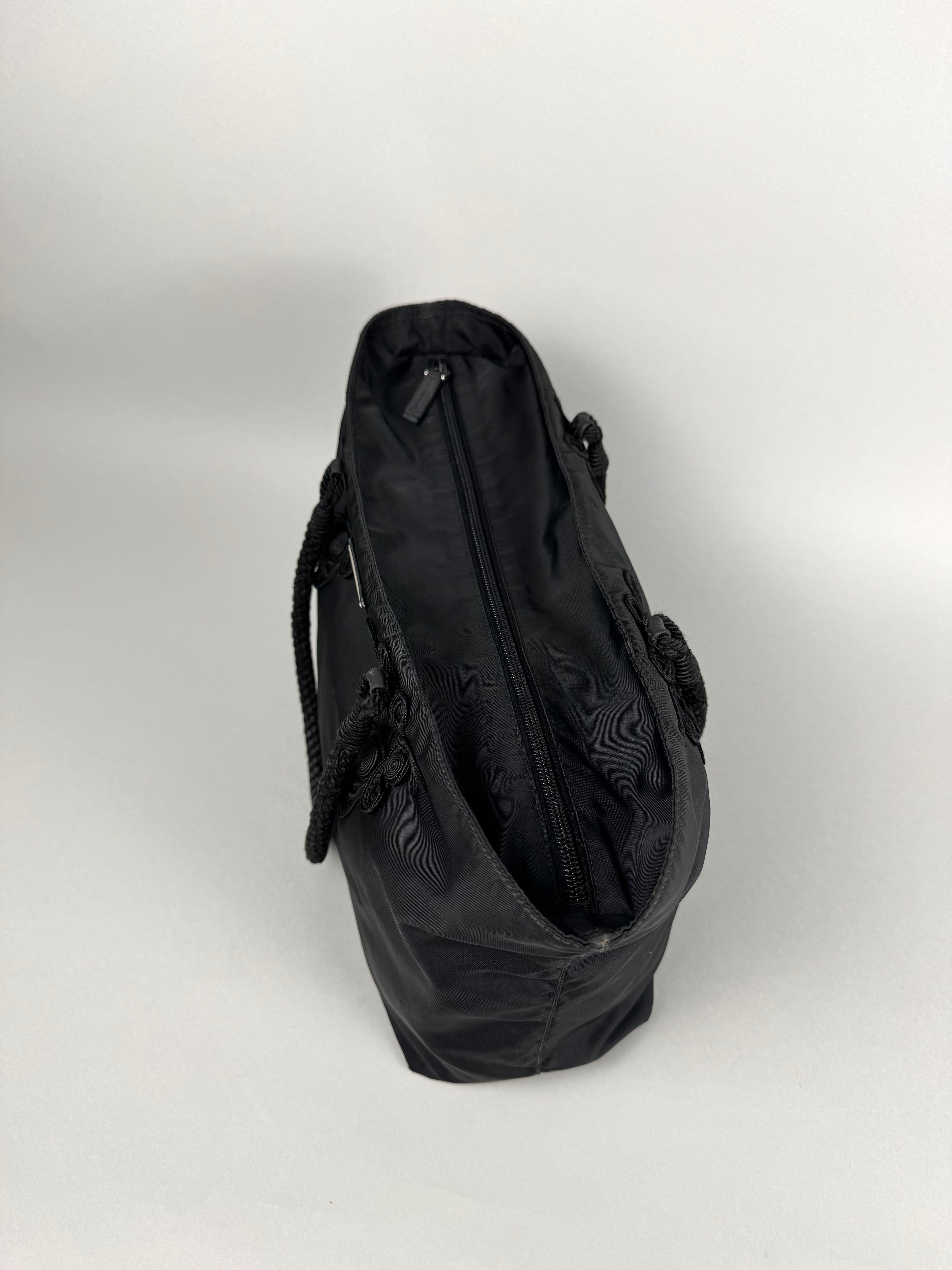 Prada Black Nylon Braided Tote