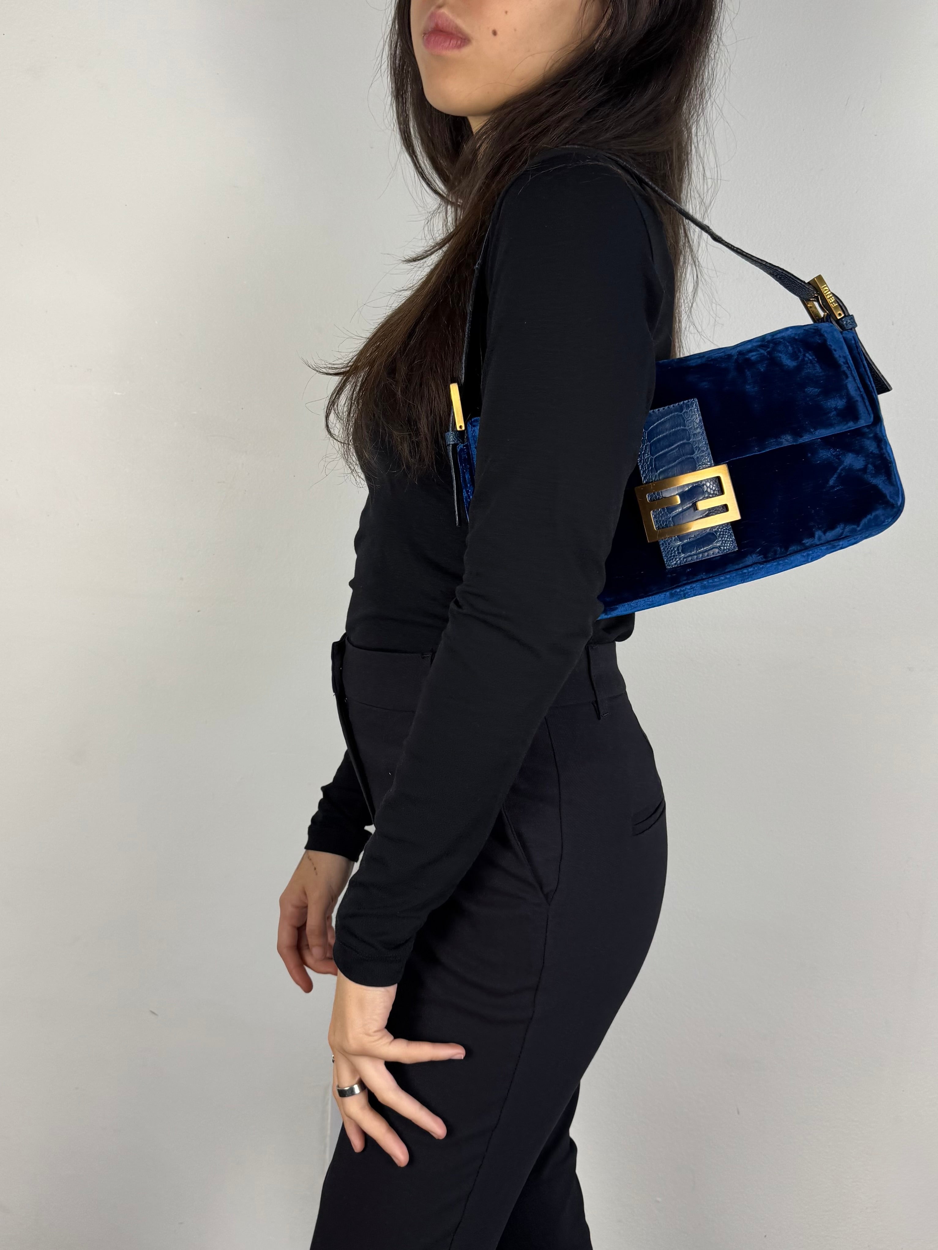 Fendi Baguette Blue Velvet