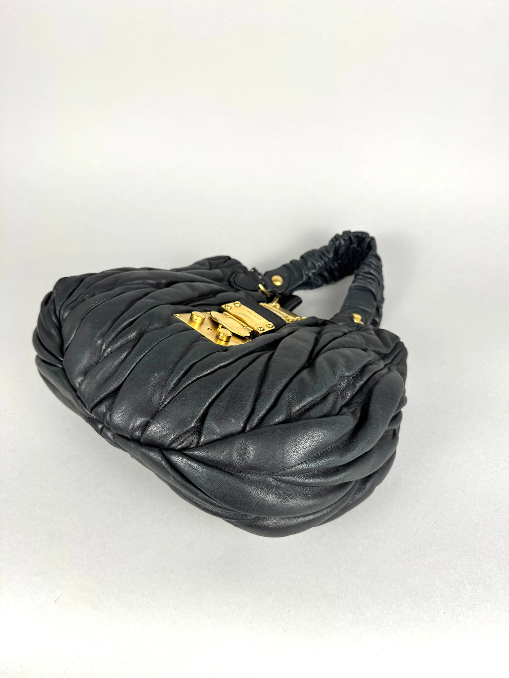 Miu Miu Coffer Matelasse Lambskin Leather Black