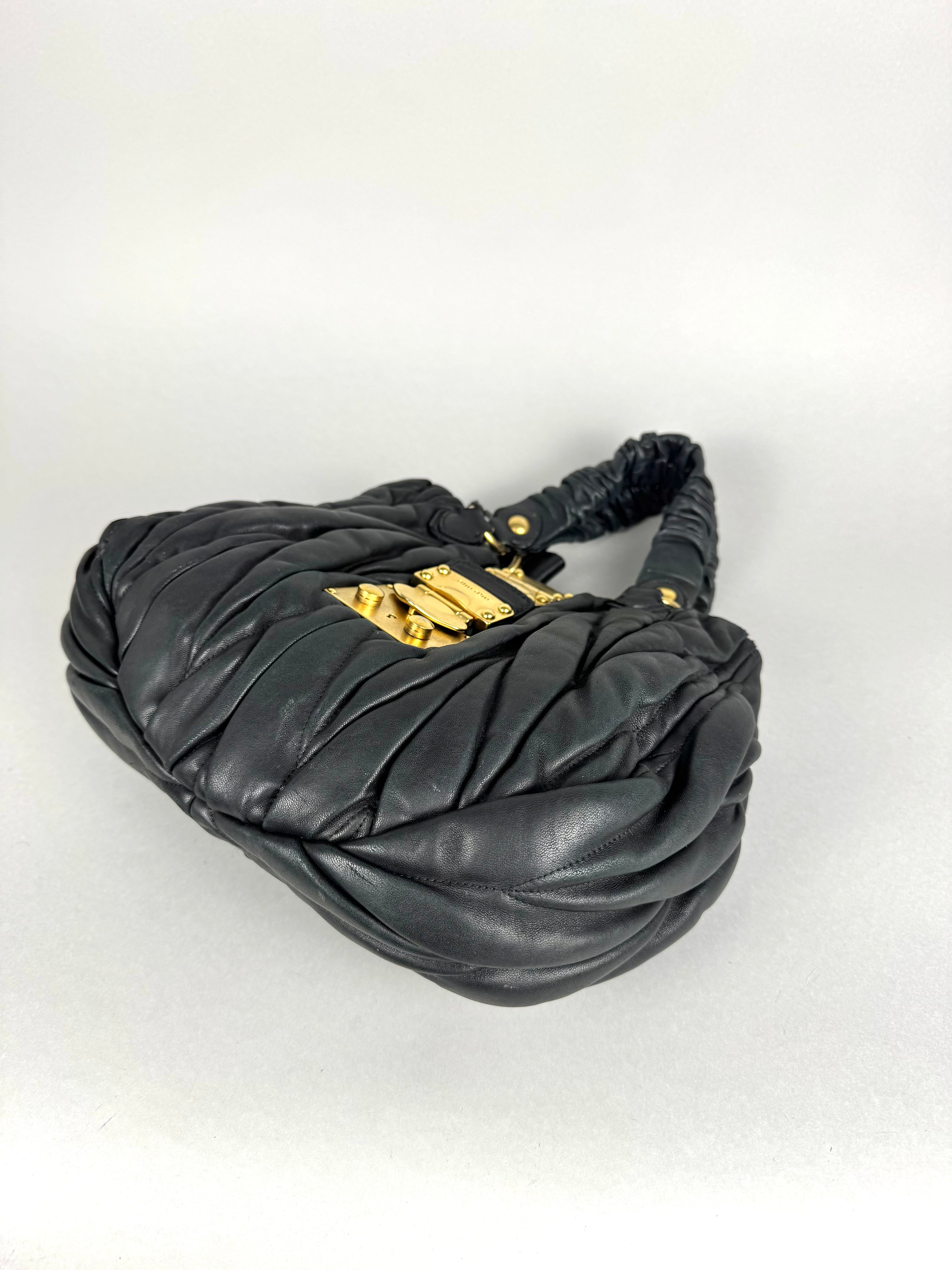 Miu Miu Coffer Matelasse Lambskin Leather Black