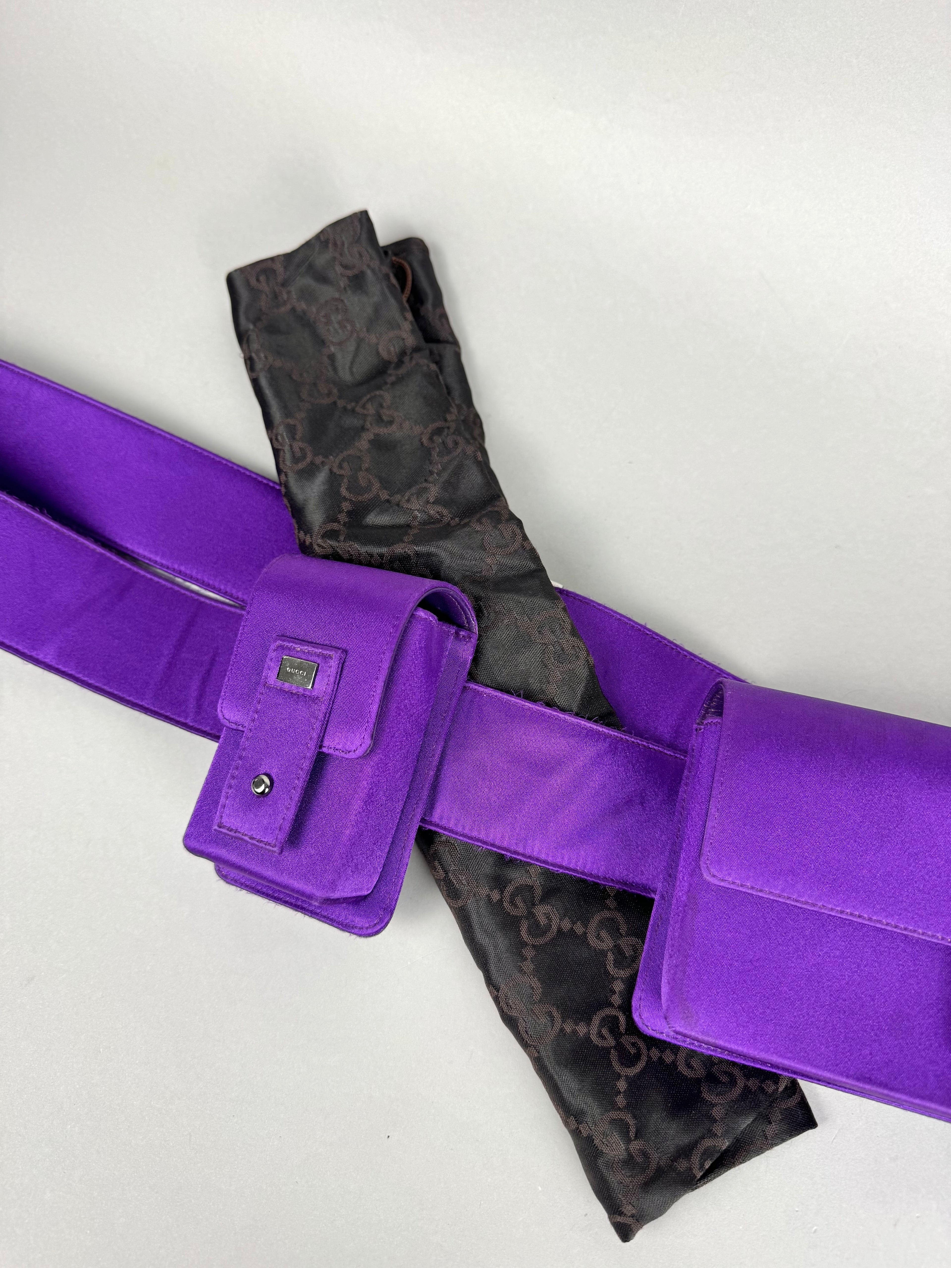 Gucci Tom Ford Runway Purple Satin Pochete Belt Sling