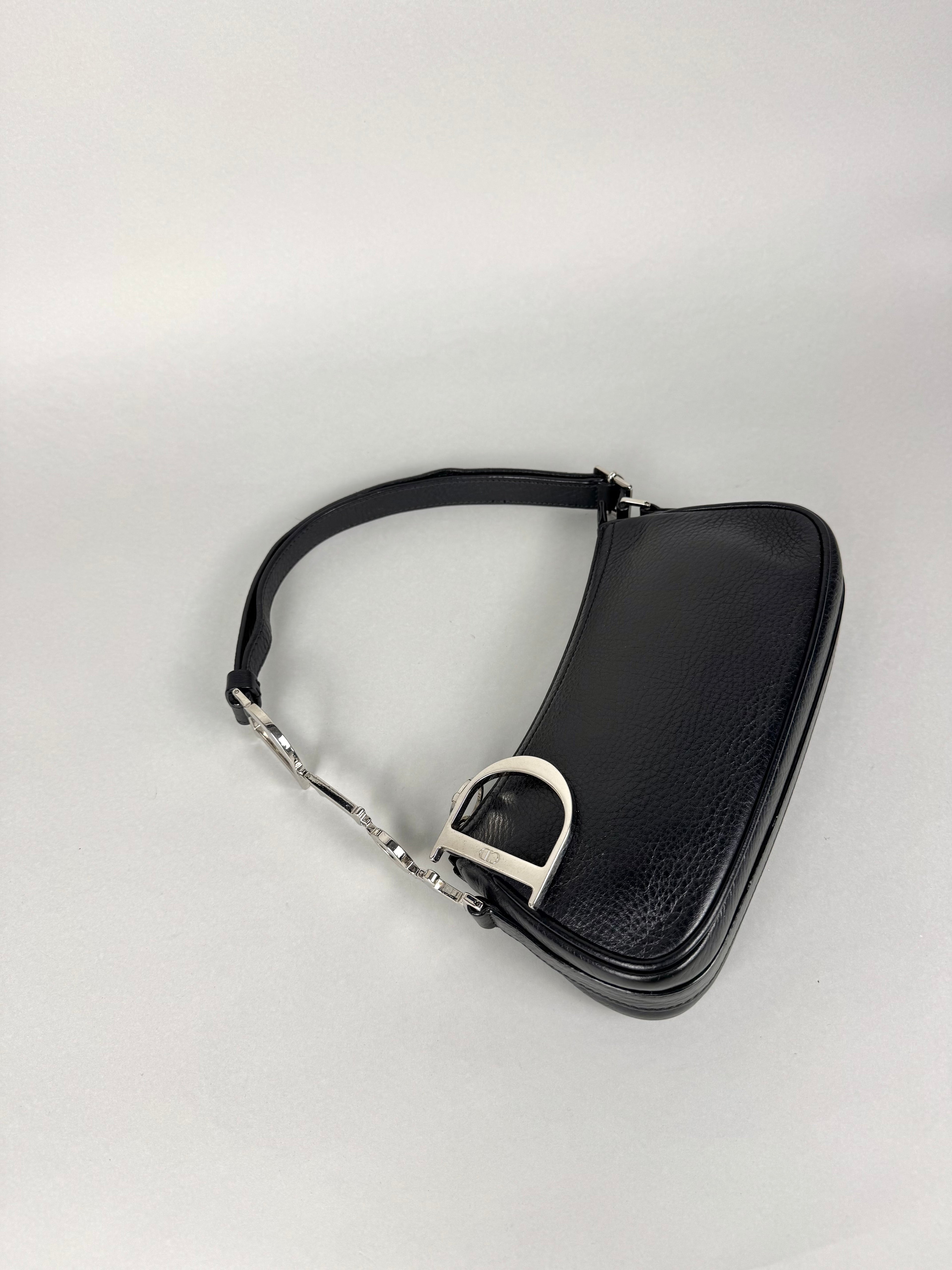 Christian Dior D Charms Black Leather Pochette