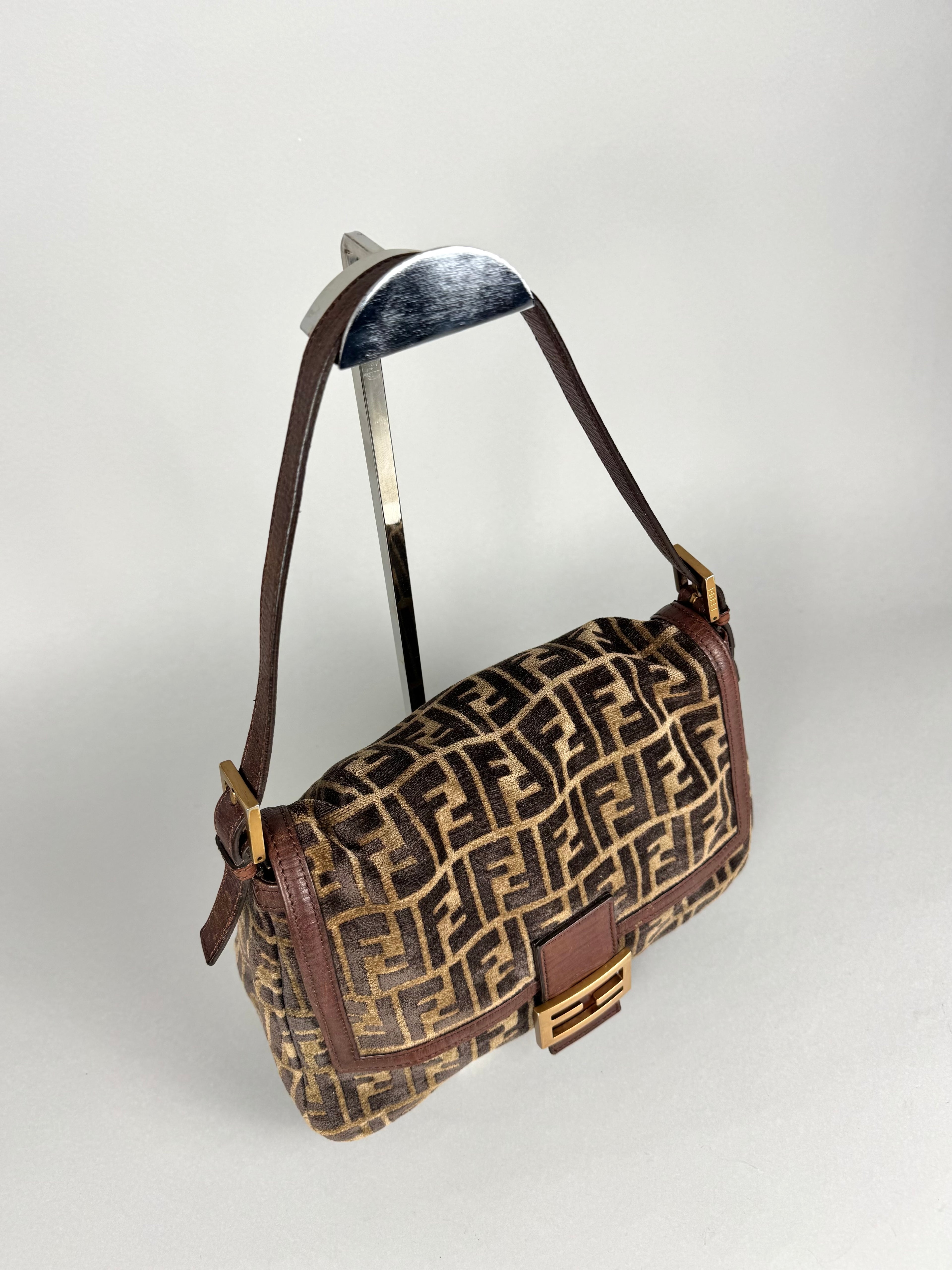 Fendi Mamma Baguette Monogram Zucca Velour