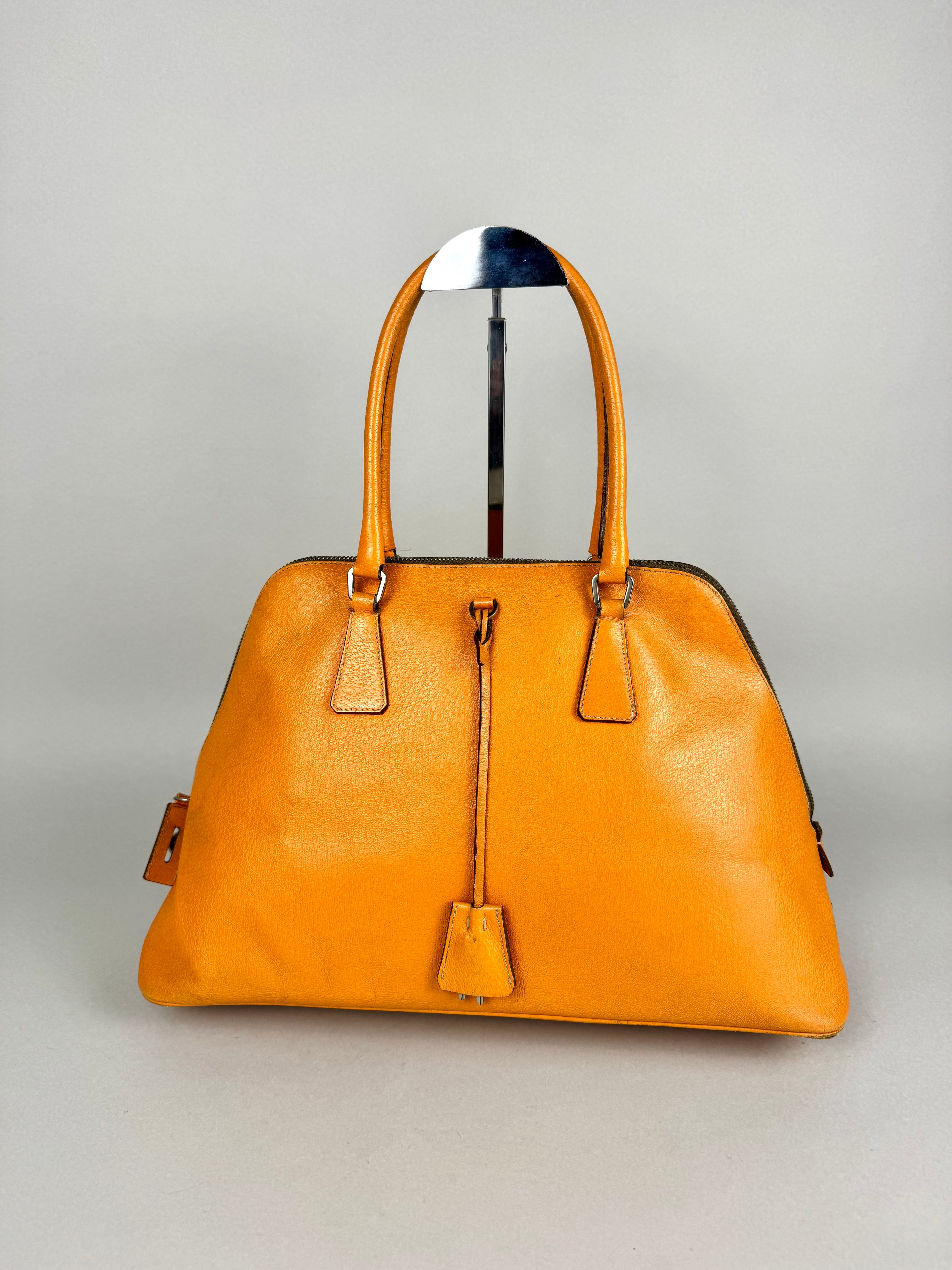 Prada Vitello Daino Leather Orange Dome