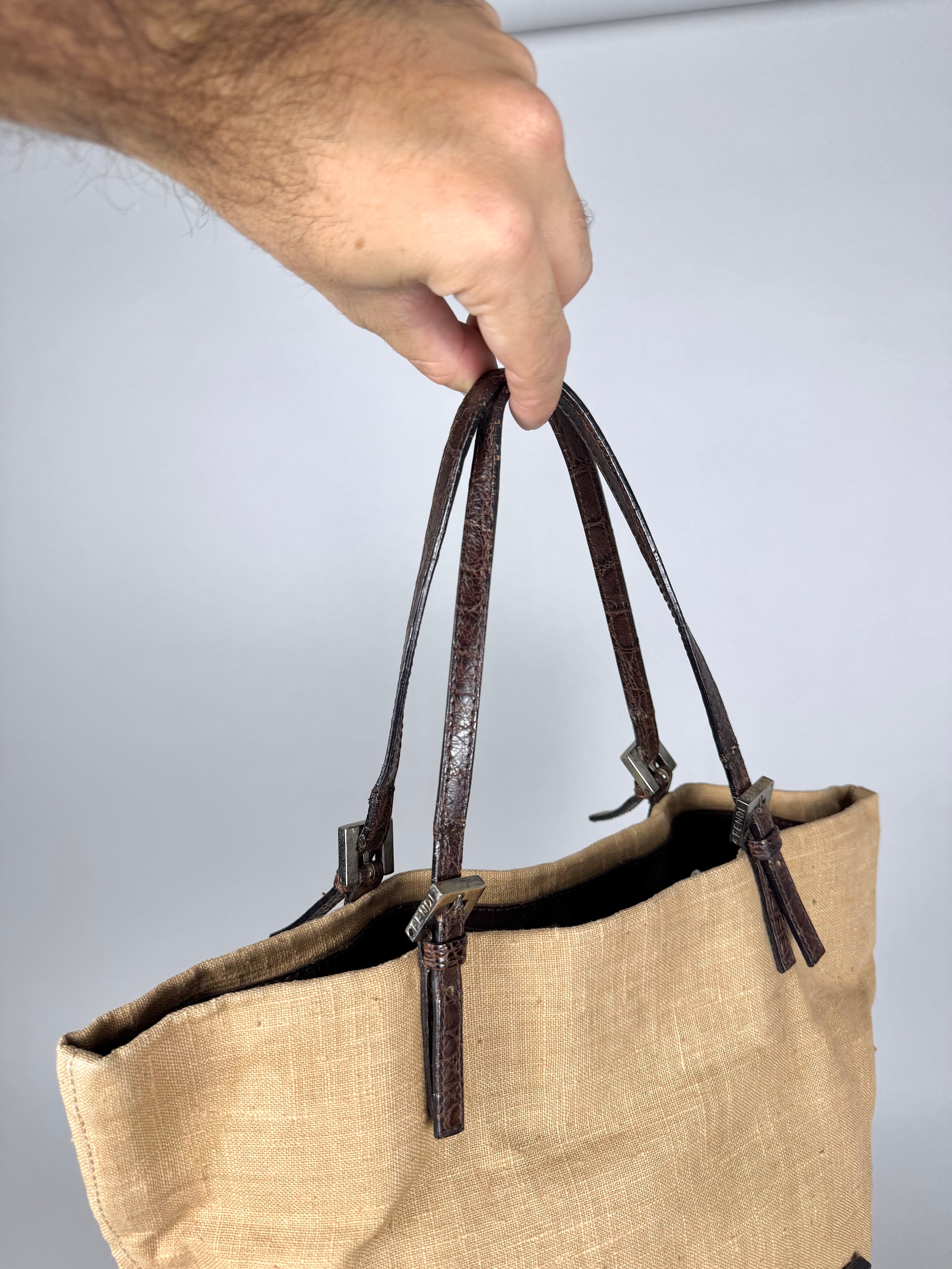 Fendi Linen Tote Shopping