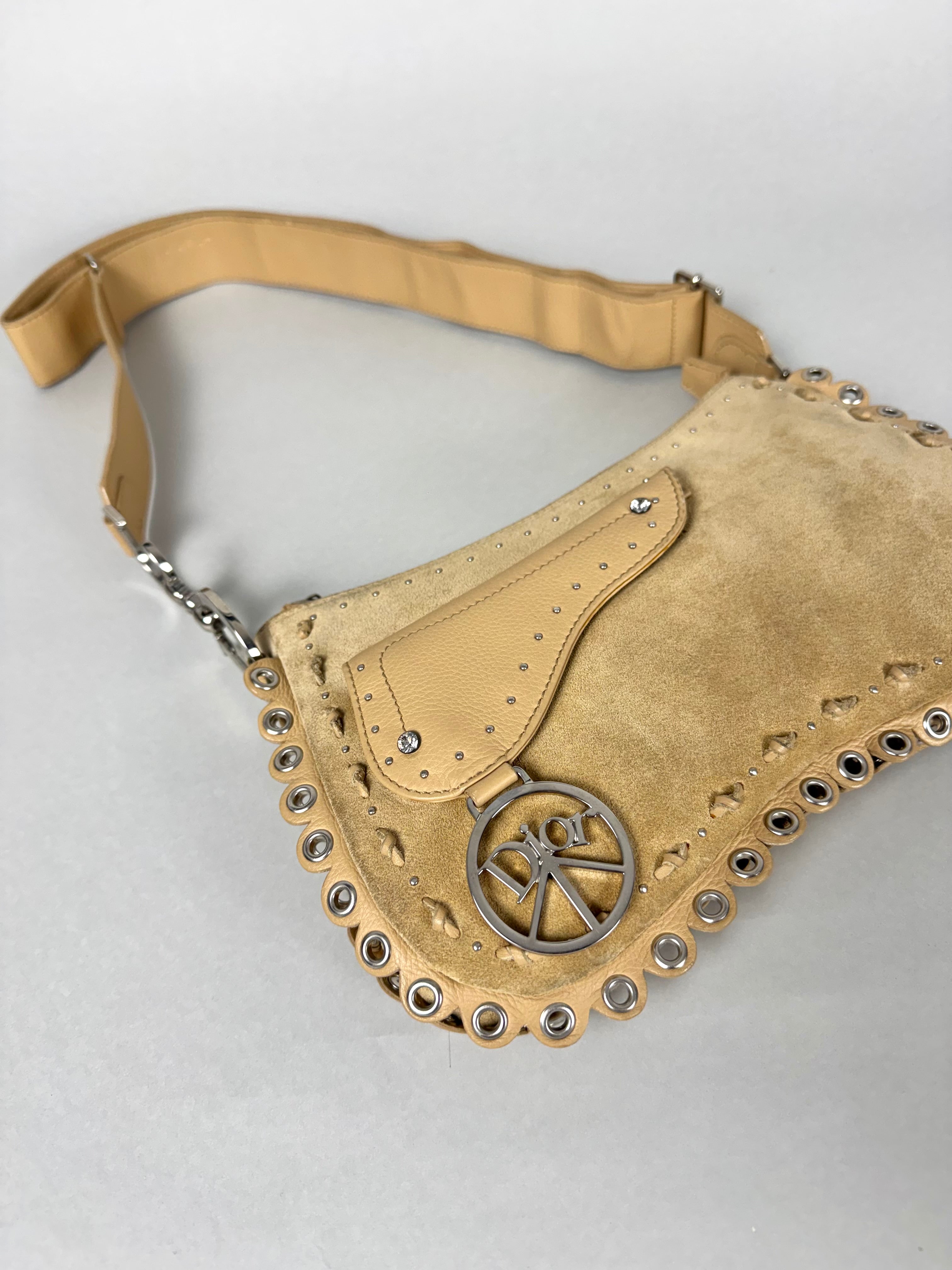 Christian Dior Peace and Love Suede Leather Crossbody Bag