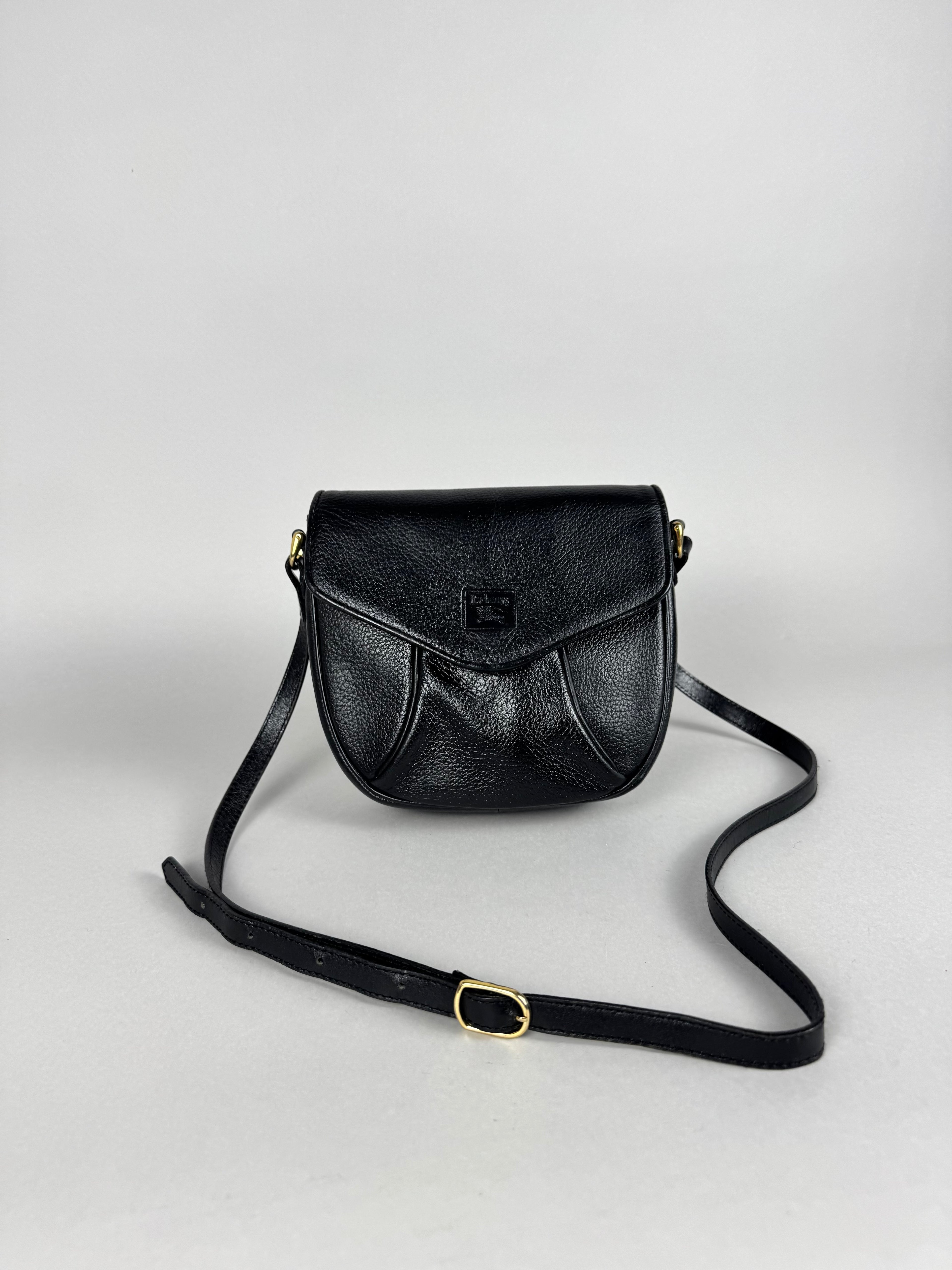 Burberrys Calfskin Black Leather Crossbody