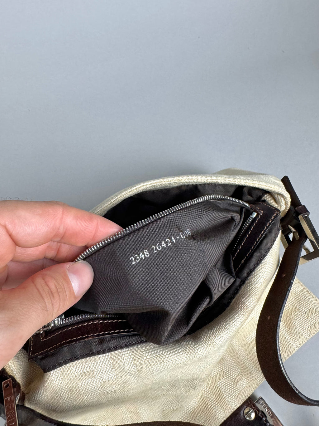 Fendi Monogram Baguette Linen Beige