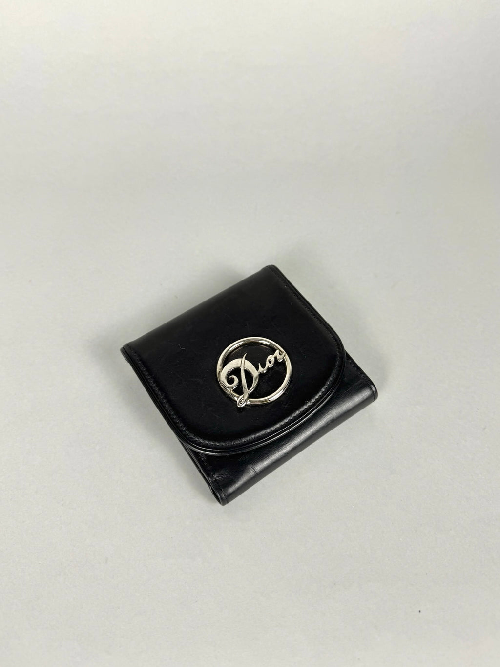 Christian Dior Logo Black Leather Wallet