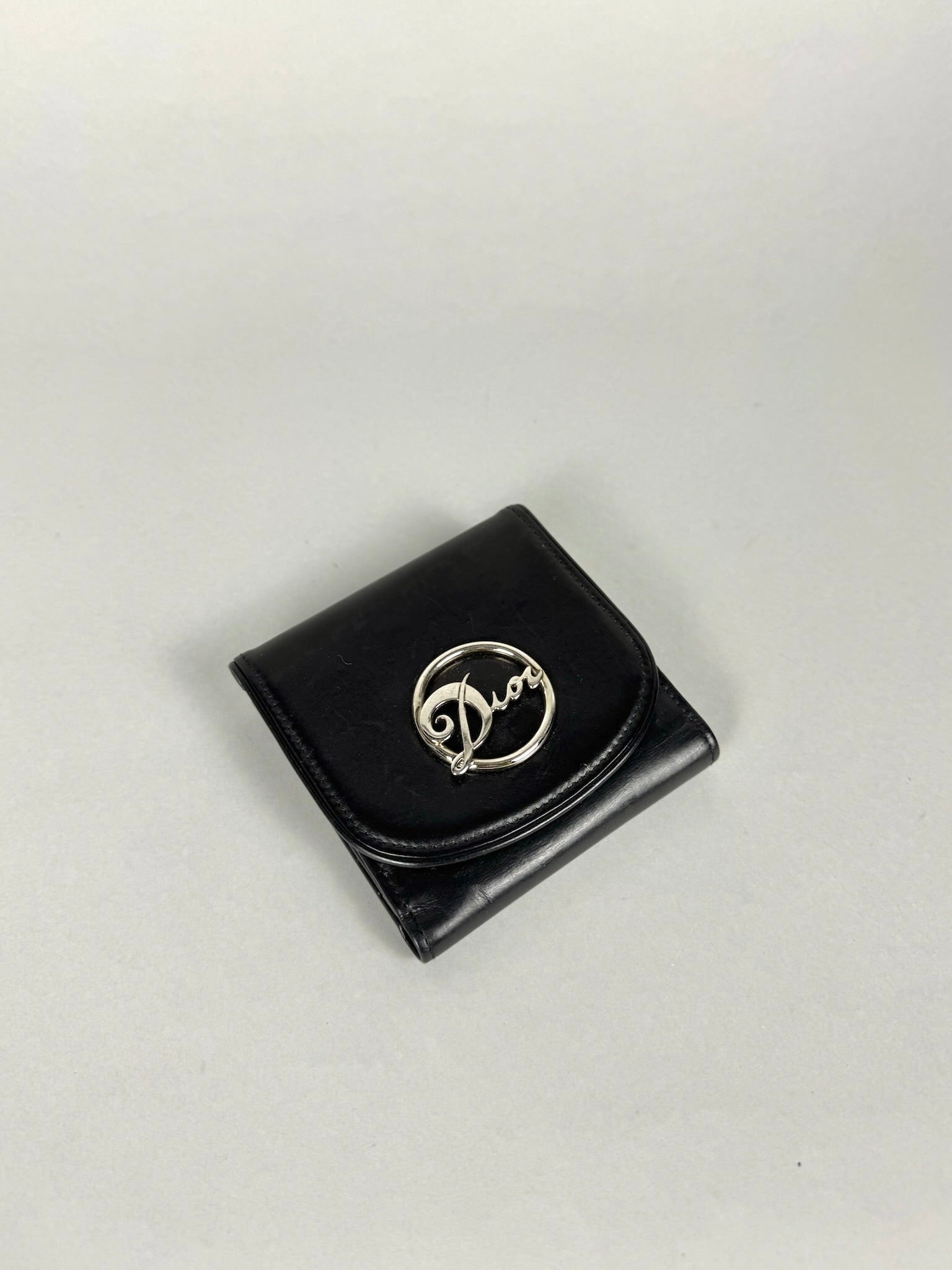 Christian Dior Logo Black Leather Wallet