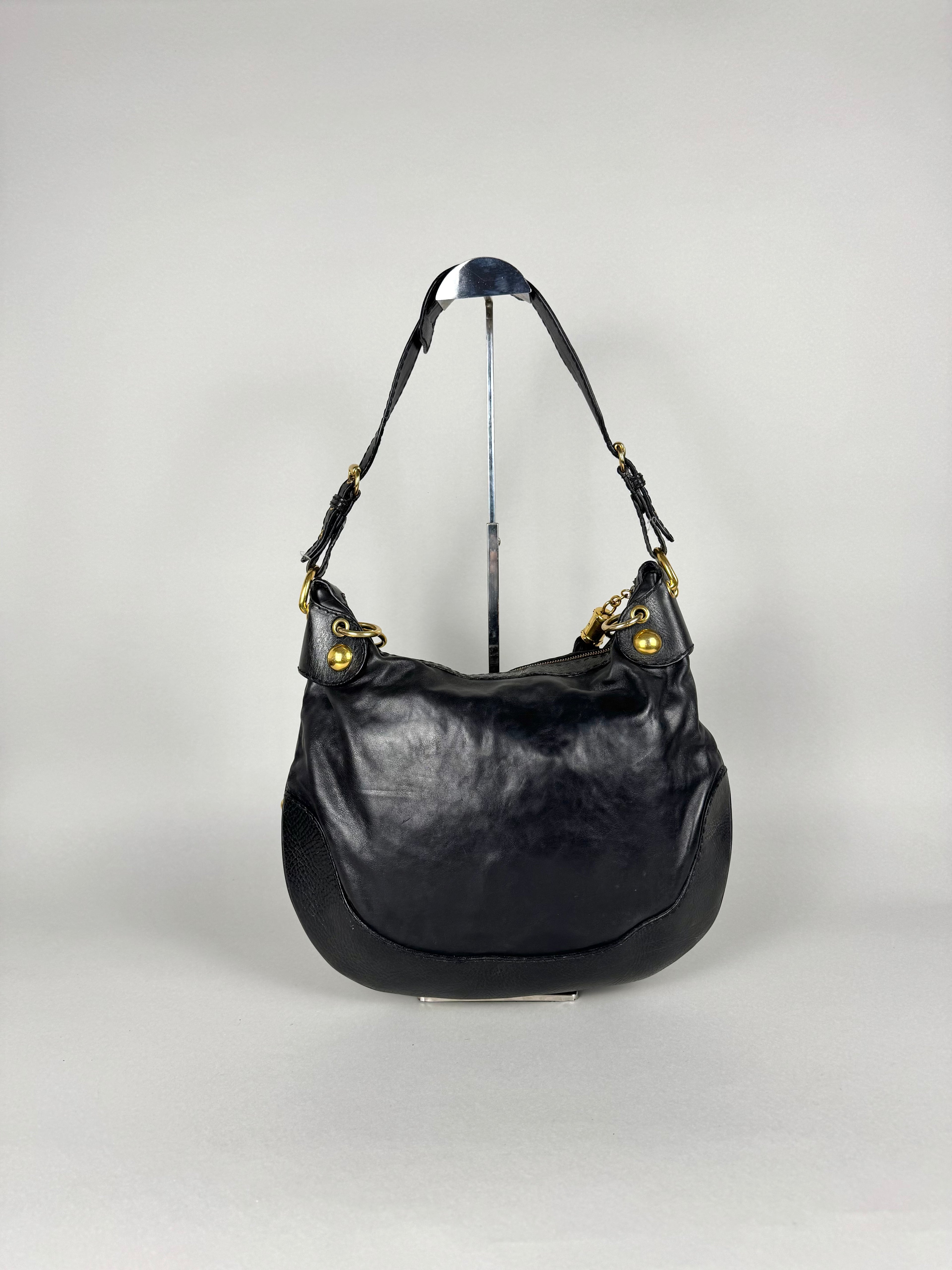 Gucci Babushka Studded Heart Hobo Leather Black