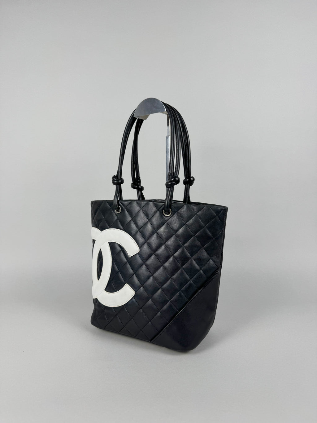 Chanel Cambon Calfskin Black Leather Quilted Medium Tote