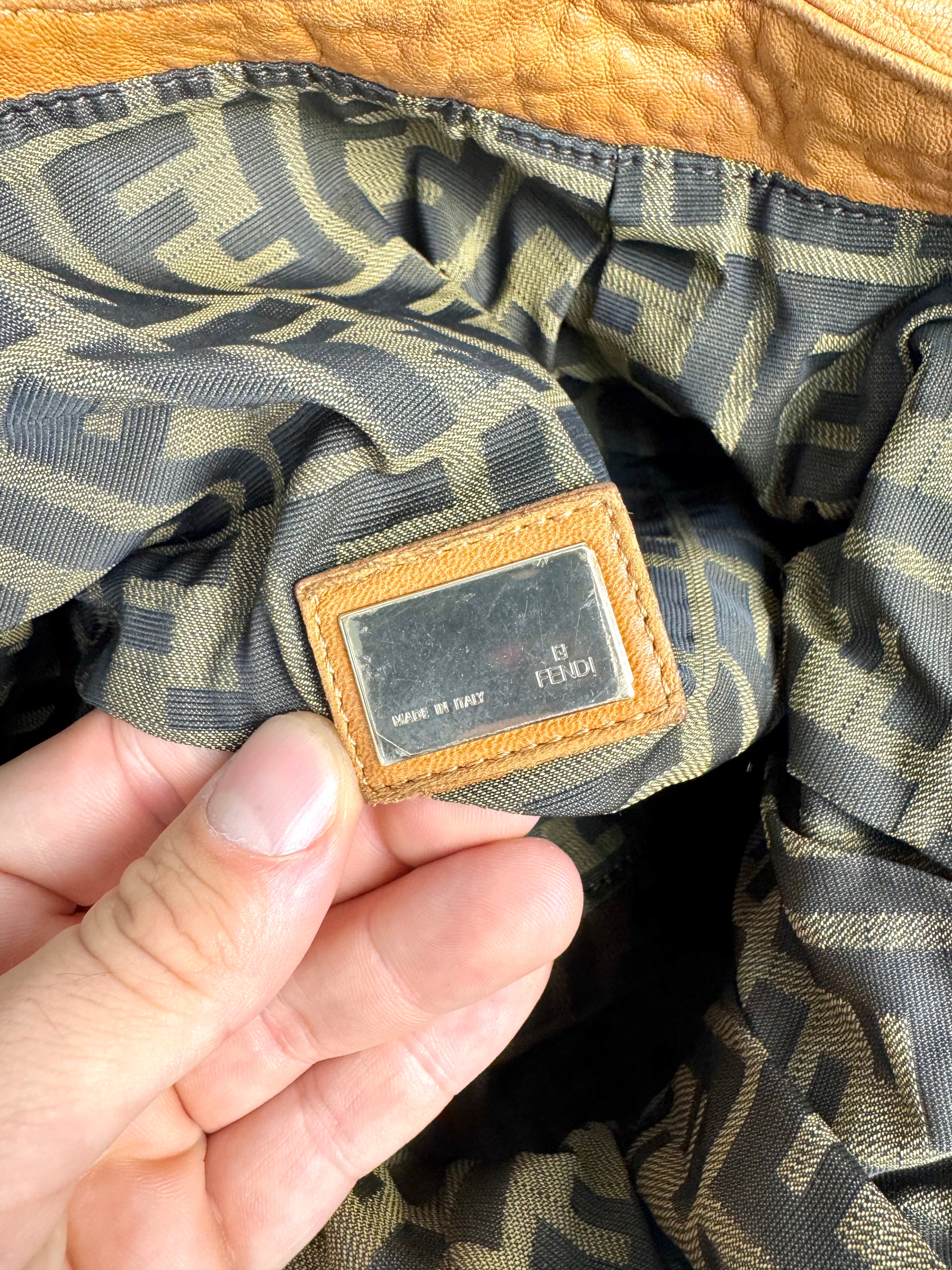 Fendi Spy Intreciatto Caramel Leather Bag