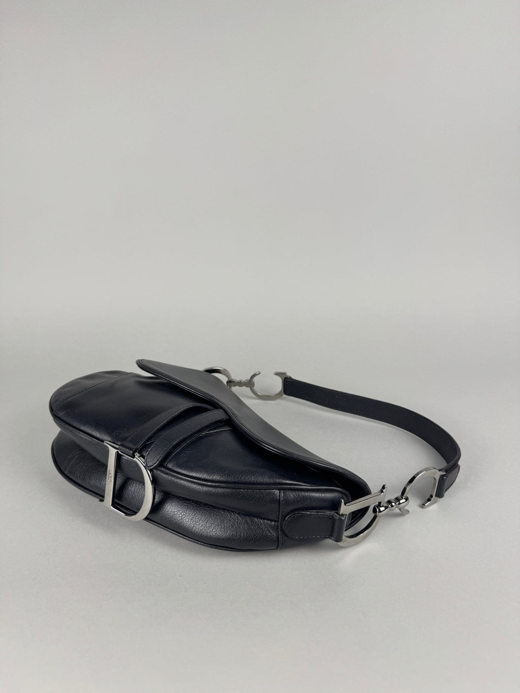 Christian Dior Black Leather Saddle Bag