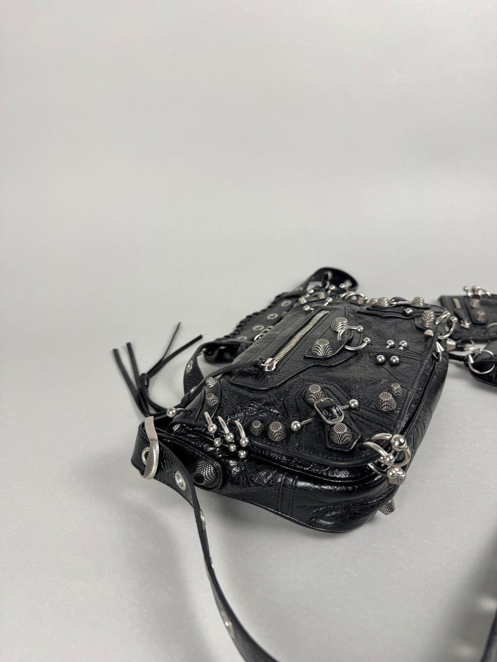 Balenciaga Agneau Arena XS Piercing Le Cagole Flap Bag Leather Black