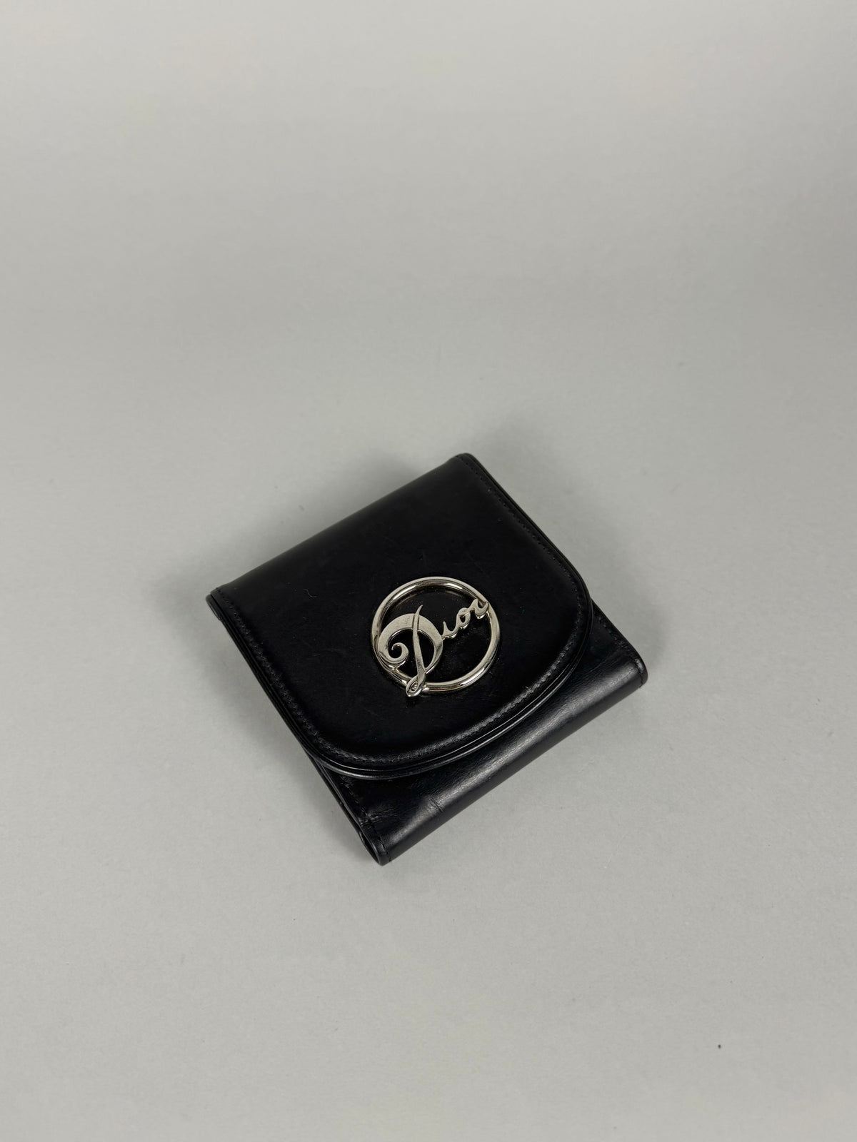 Christian Dior Logo Black Leather Wallet