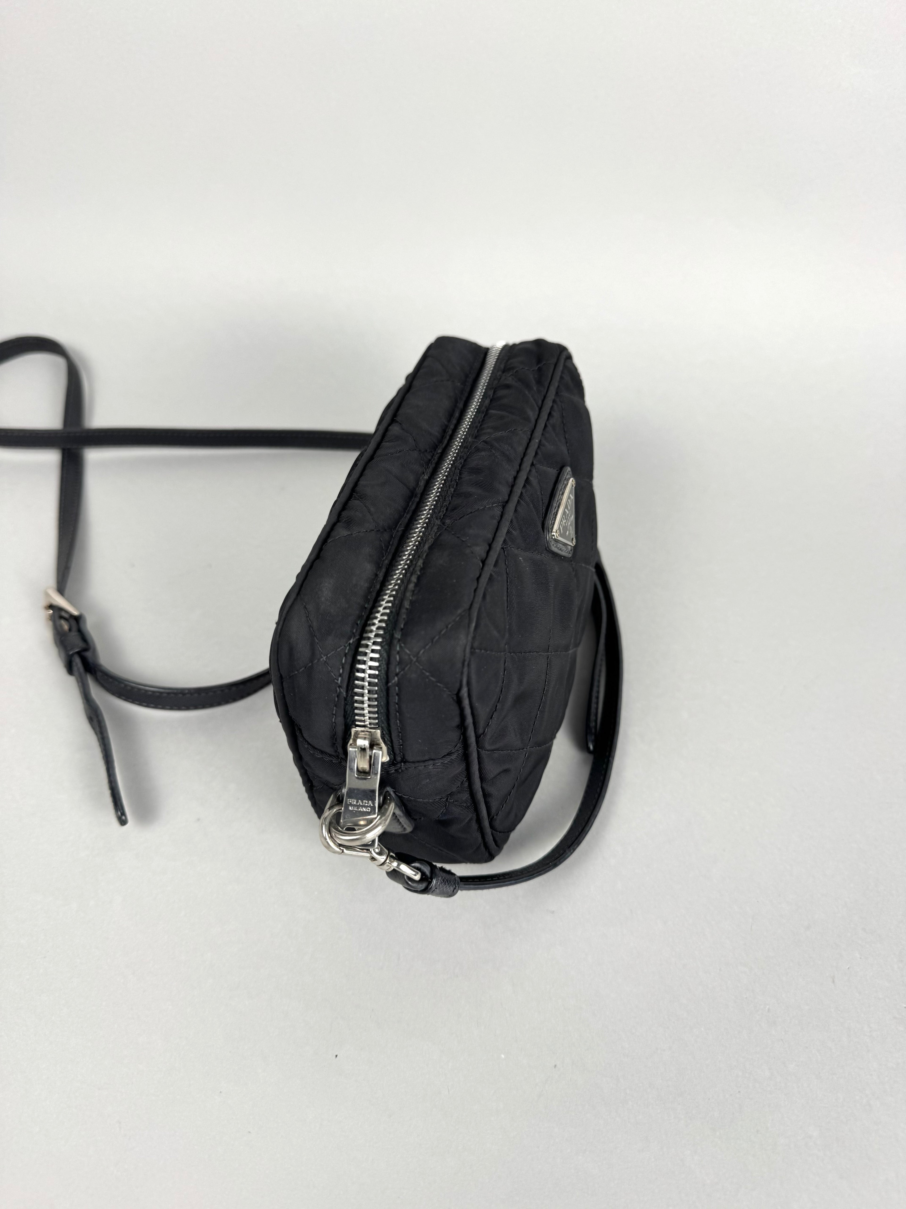 Prada Tessuto Black Nylon Impuntu Quilted Crossbody