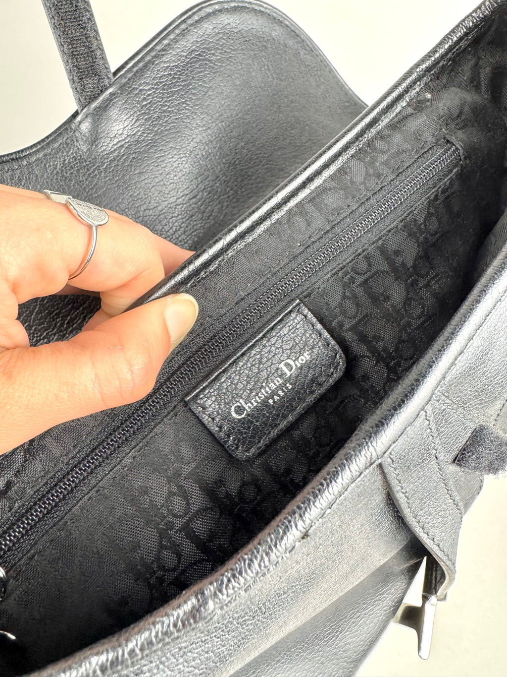 Christian Dior Black Leather Saddle Bag