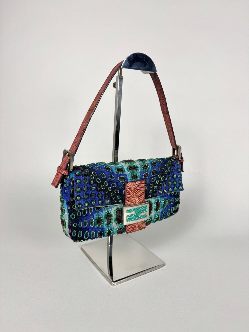 Fendi Baguette Beaded Lizard Victor Vasarely 1997