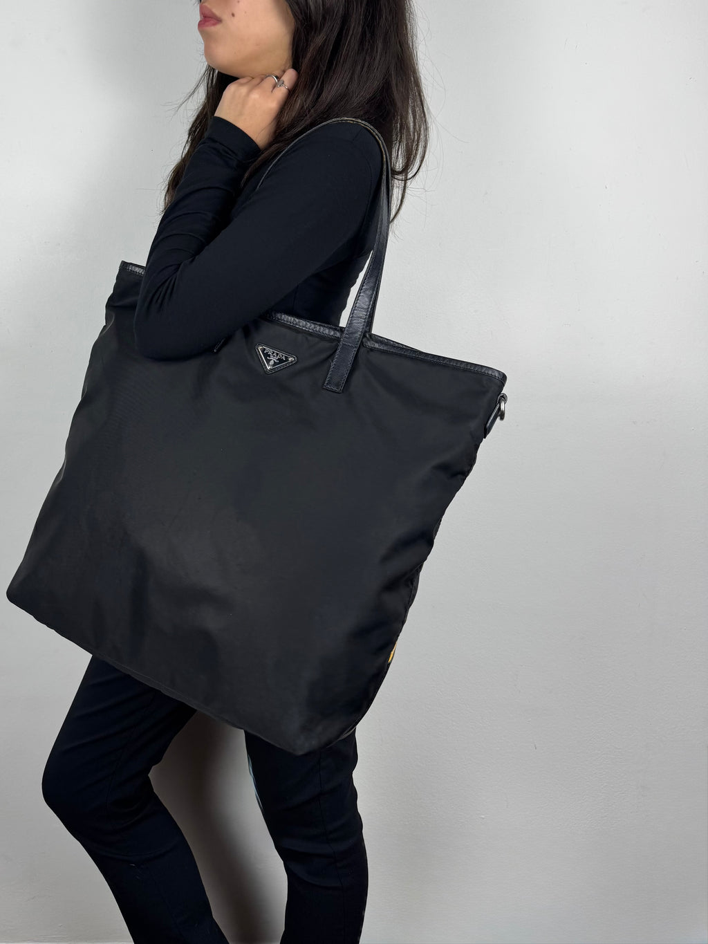 Prada Robot Nylon Black Tote