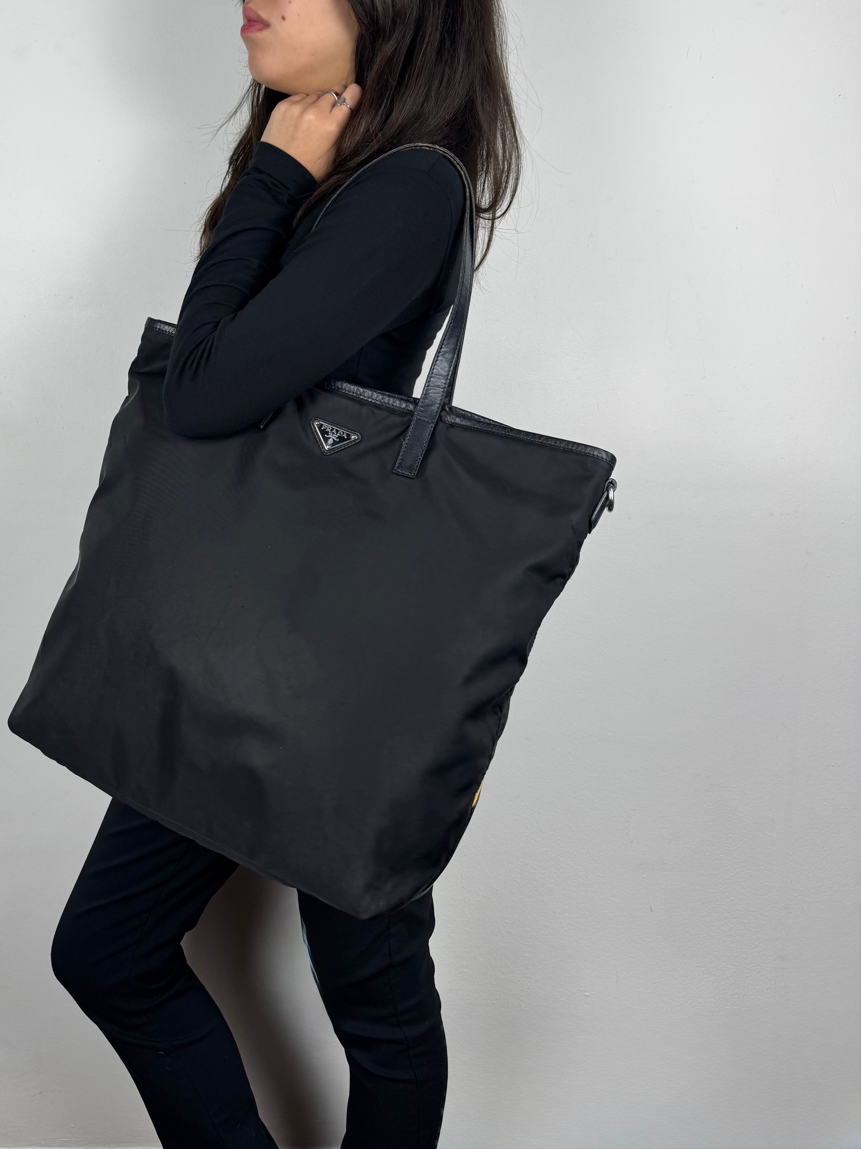 Prada Robot Nylon Black Tote