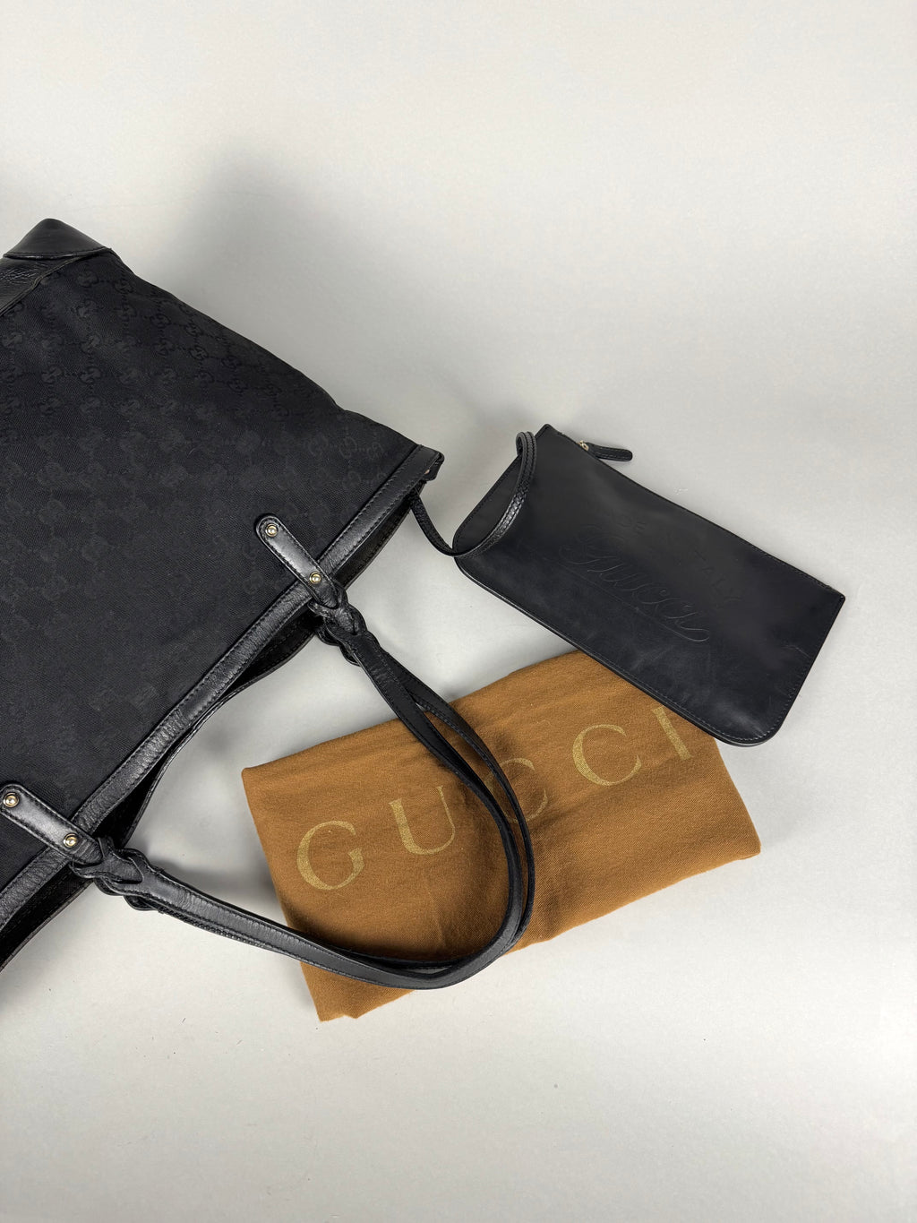 Gucci Monogram Black Tote with Pouch