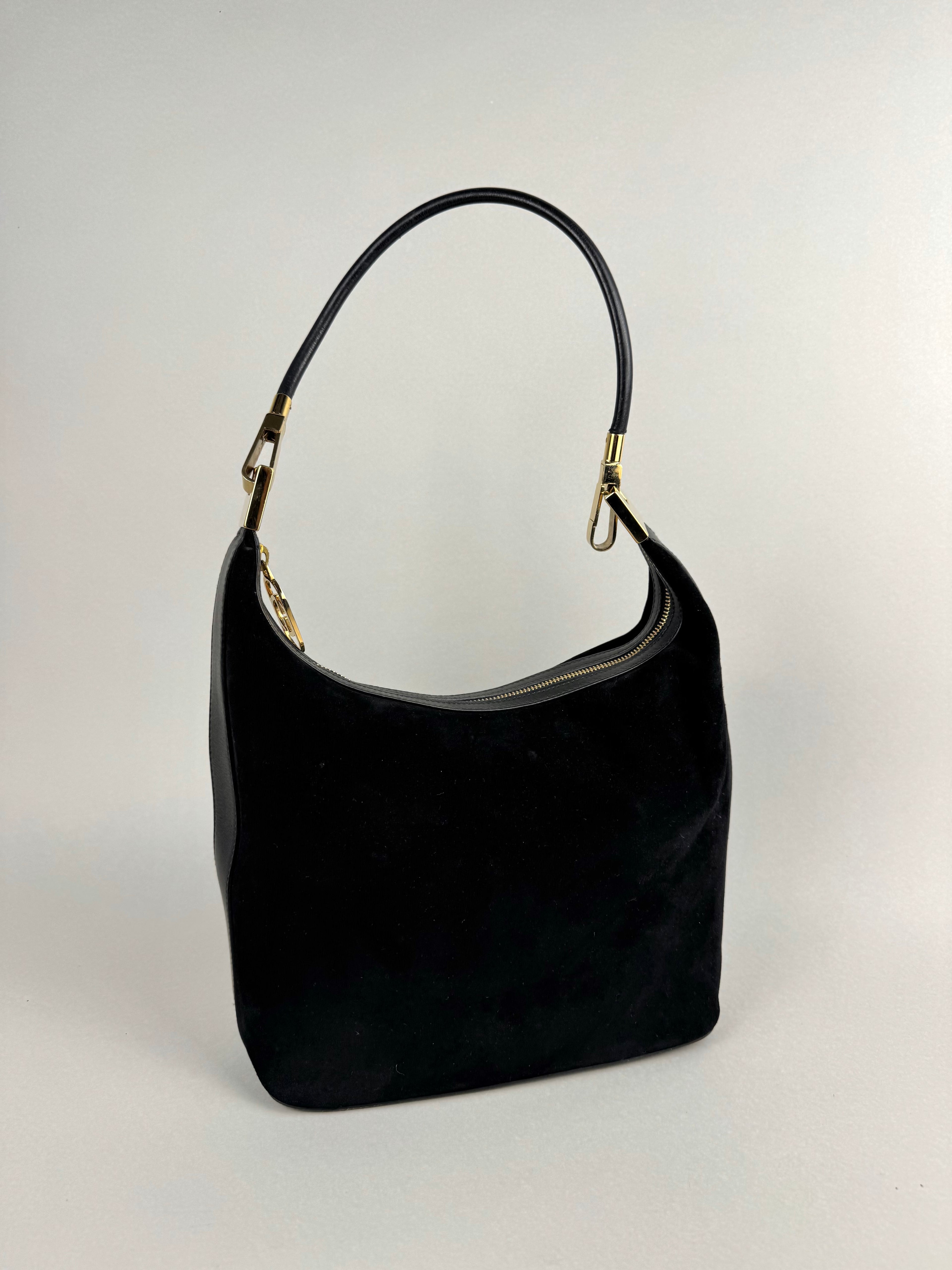 Gucci Black Suede Leather Shoulder