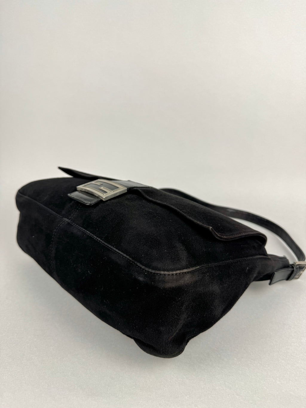 Fendi Mamma Baguette Black Suede Leather