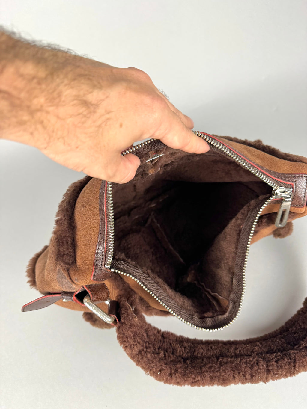 Marc Jacobs Brown Shearling Suede Pocket Shoulder
