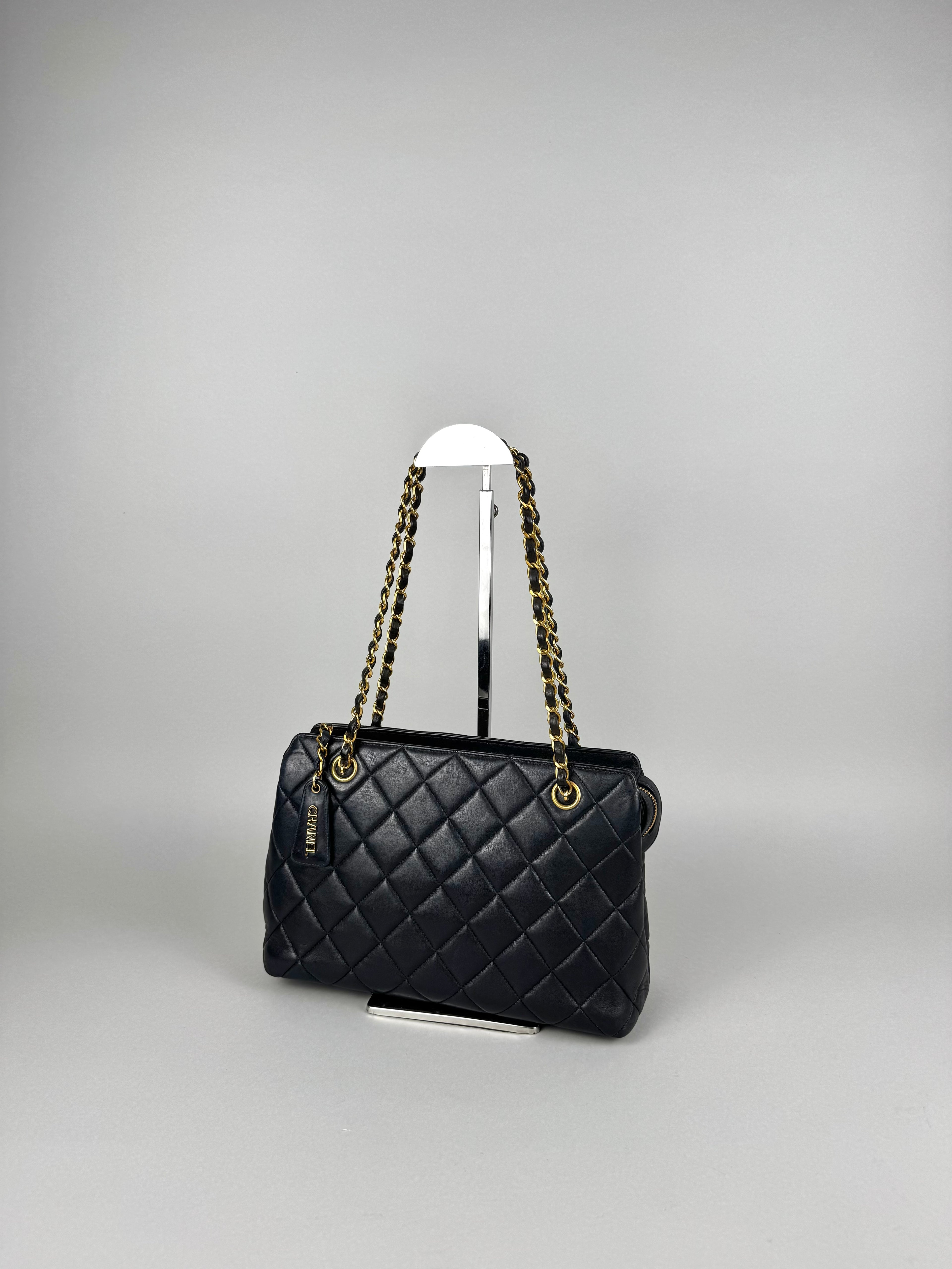 Chanel Matelasse Chain Lambskin Black Leather No. 4 Shoulder