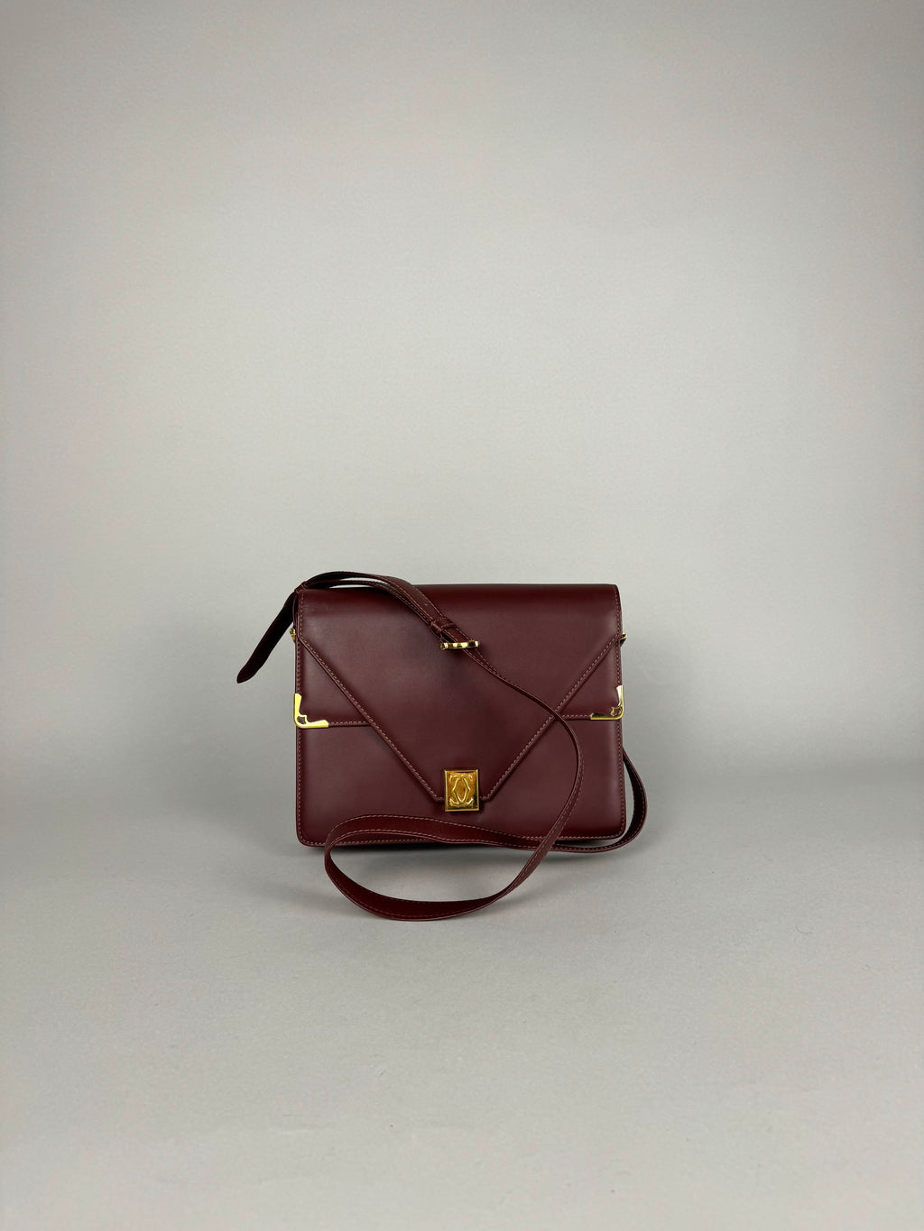 Cartier Classic Calfskin Leather Burgundy Envelope Double Flap