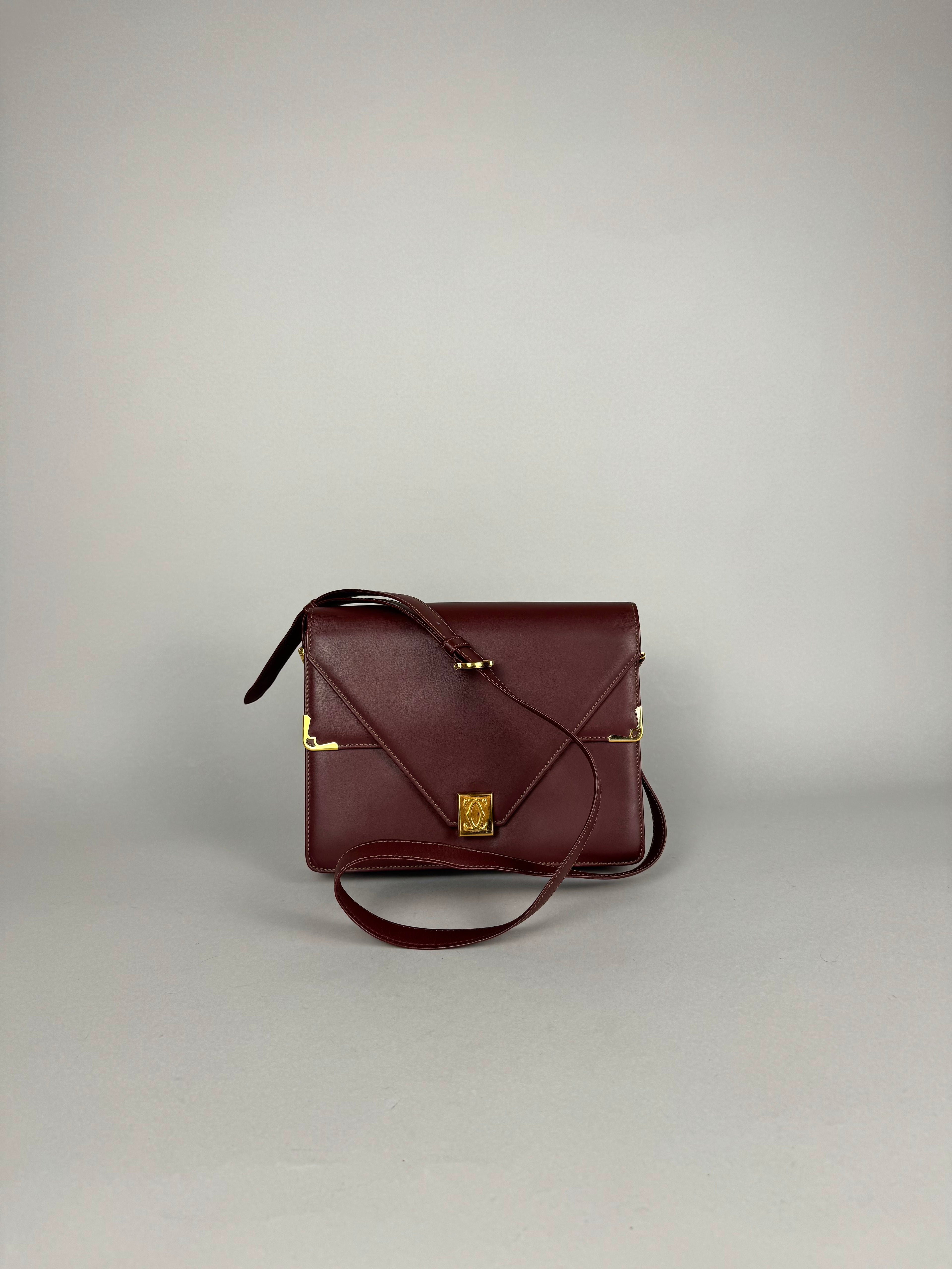 Cartier Classic Calfskin Leather Burgundy Envelope Double Flap