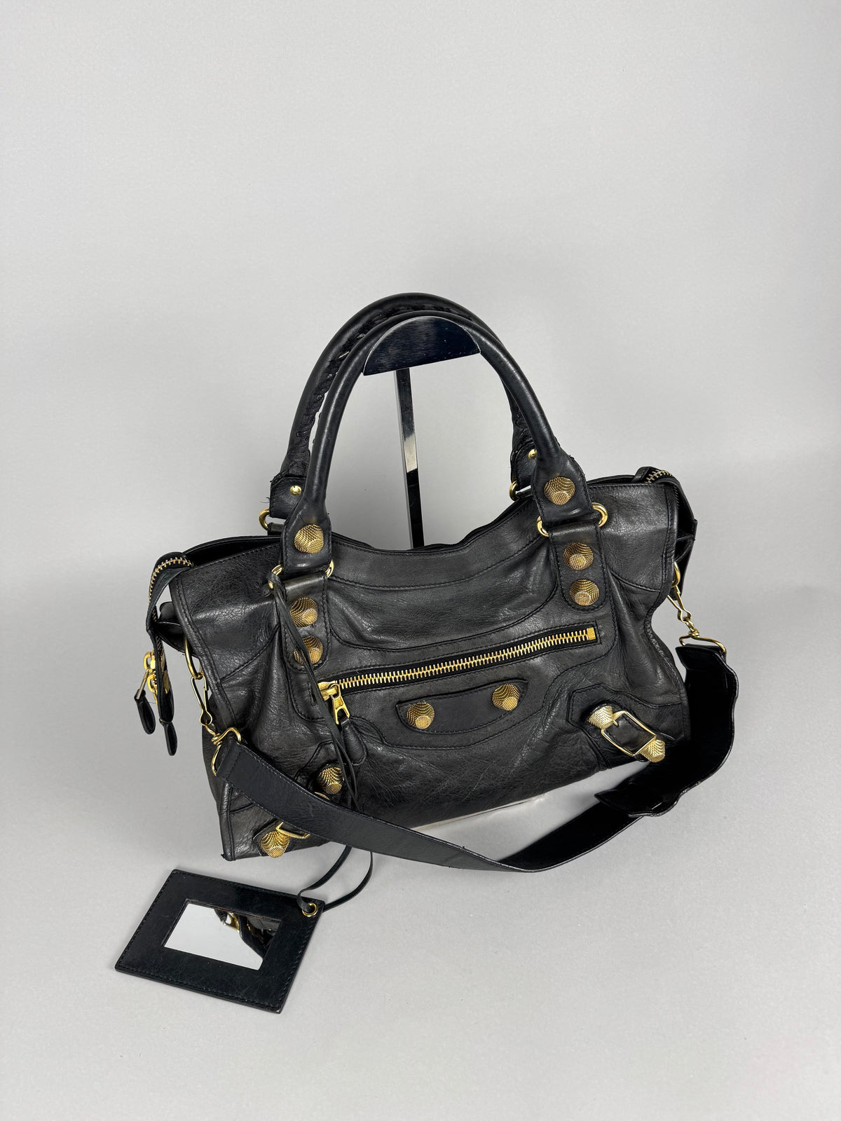 Balenciaga Agneau 21 Gold Hardware City Black Leather