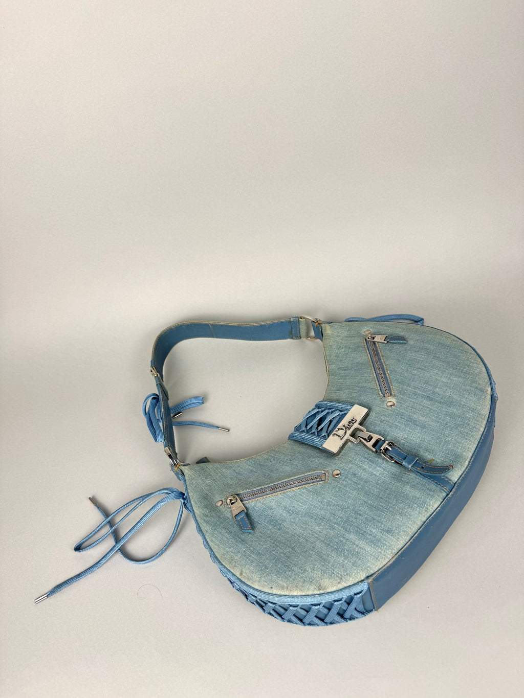 Christian Dior Denim Admit It Lace Up Corset Blue