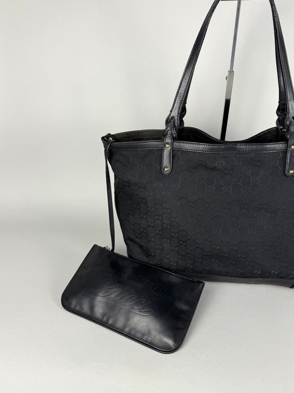 Gucci Monogram Black Tote with Pouch
