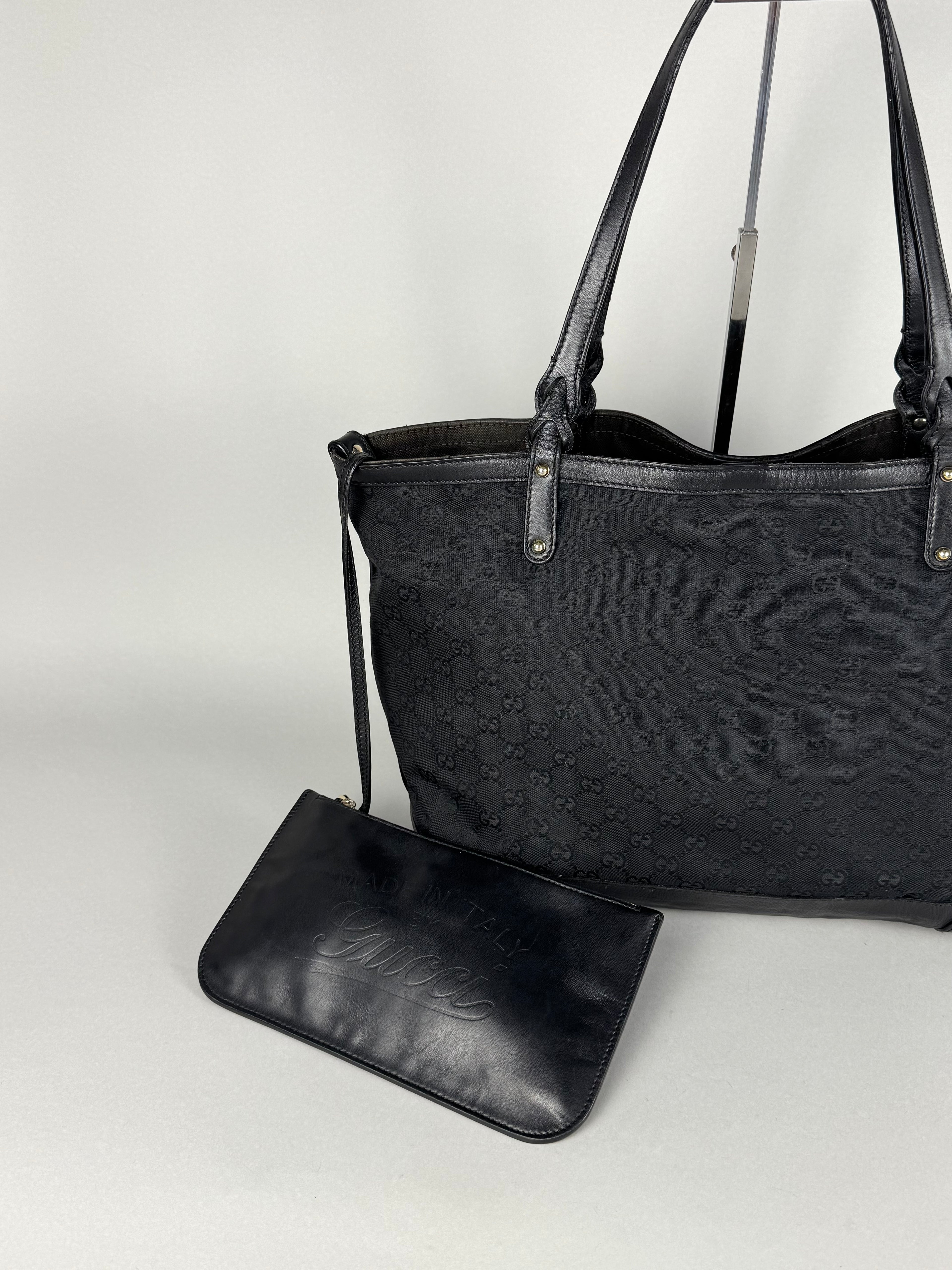 Gucci Monogram Black Tote with Pouch