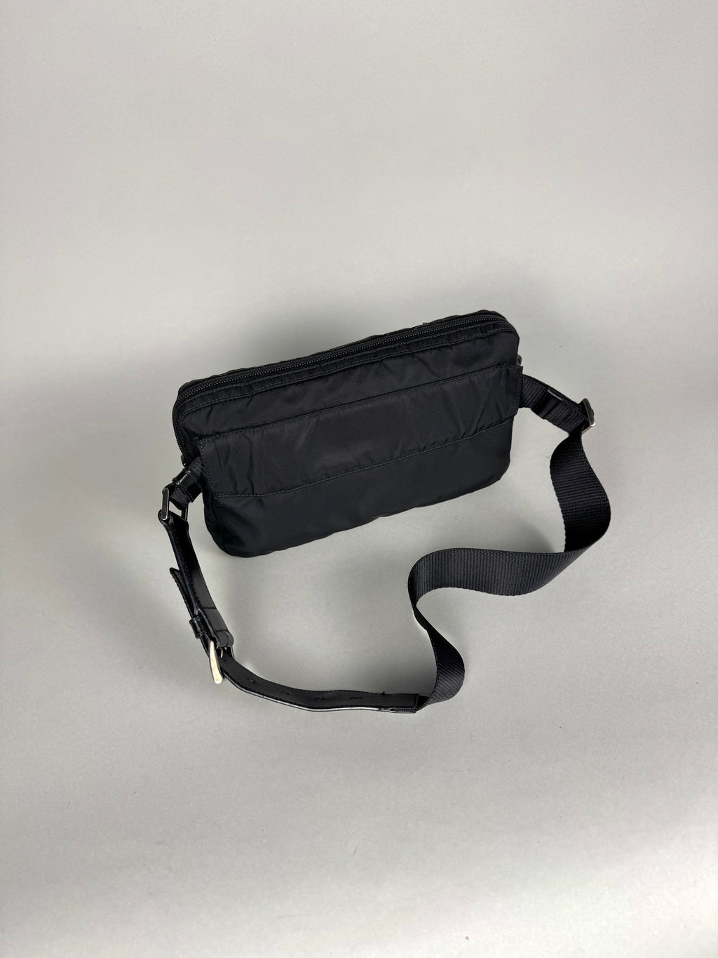 Prada Tessuto Nylon Black Saffiano Belt