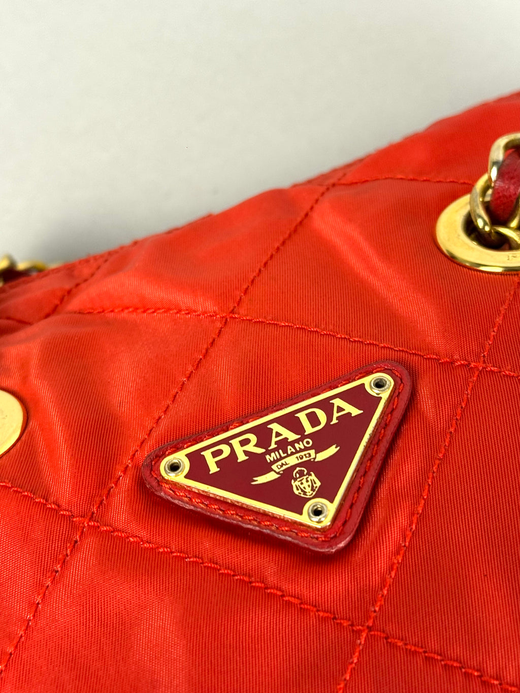 Prada Quilted Chain Nylon Red