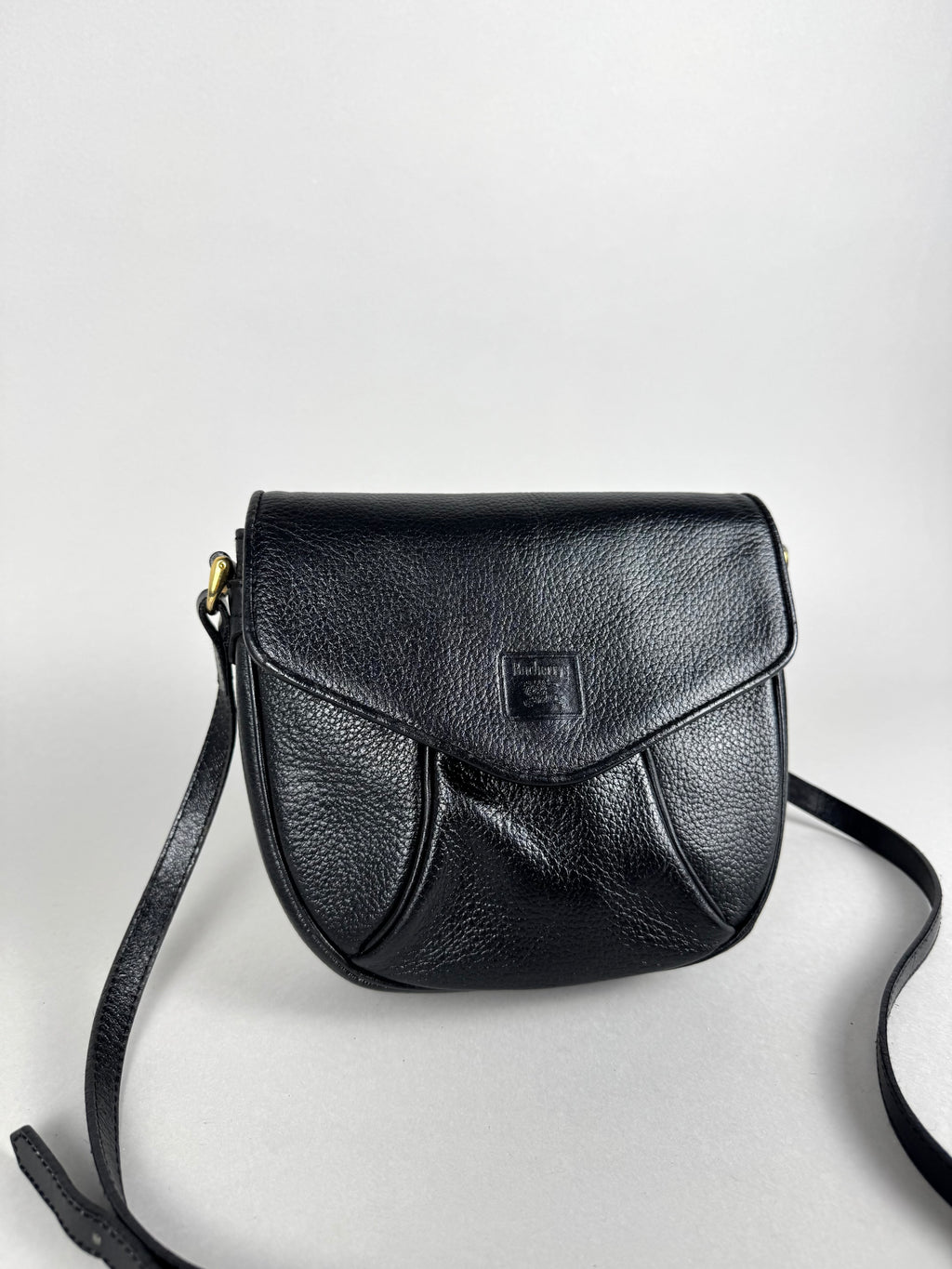 Burberrys Calfskin Black Leather Crossbody