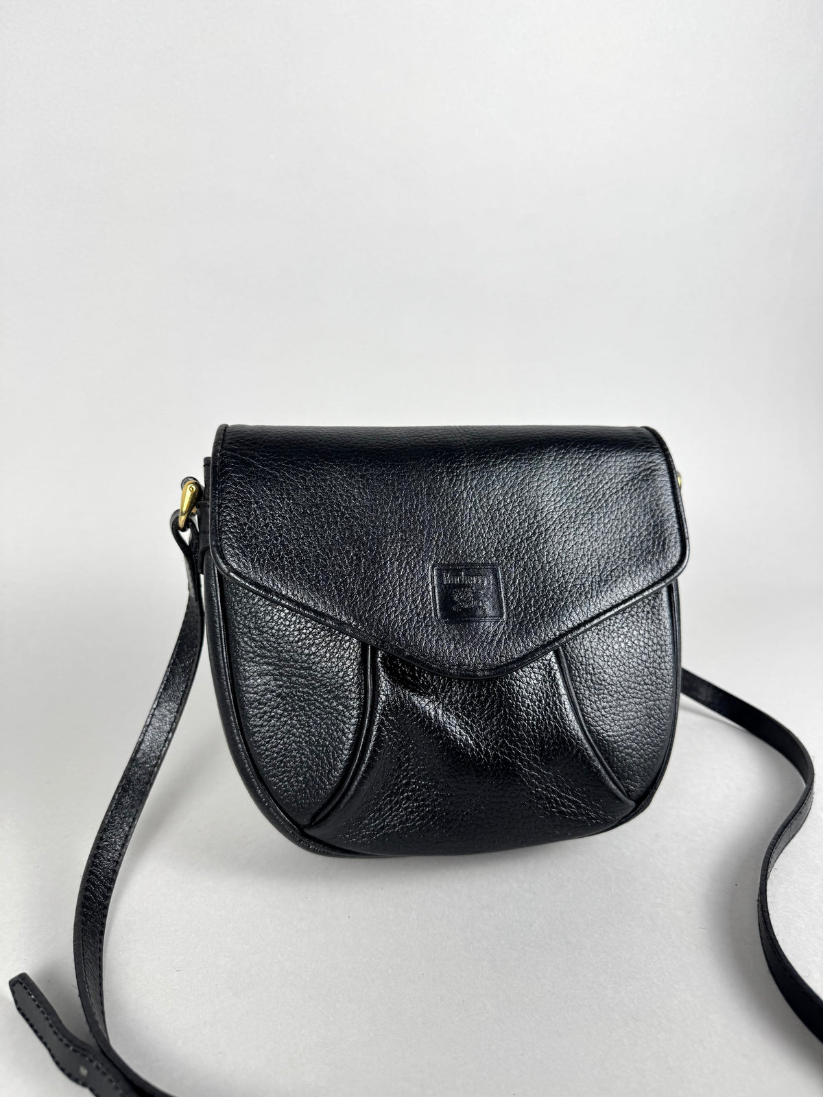 Burberrys Calfskin Black Leather Crossbody