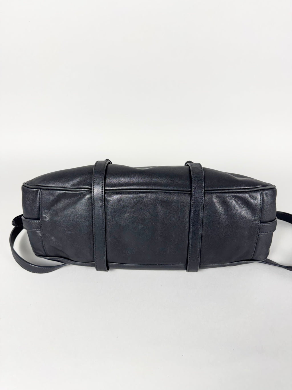 Prada Satchel Soft Calfskin Trimmed Leather Black