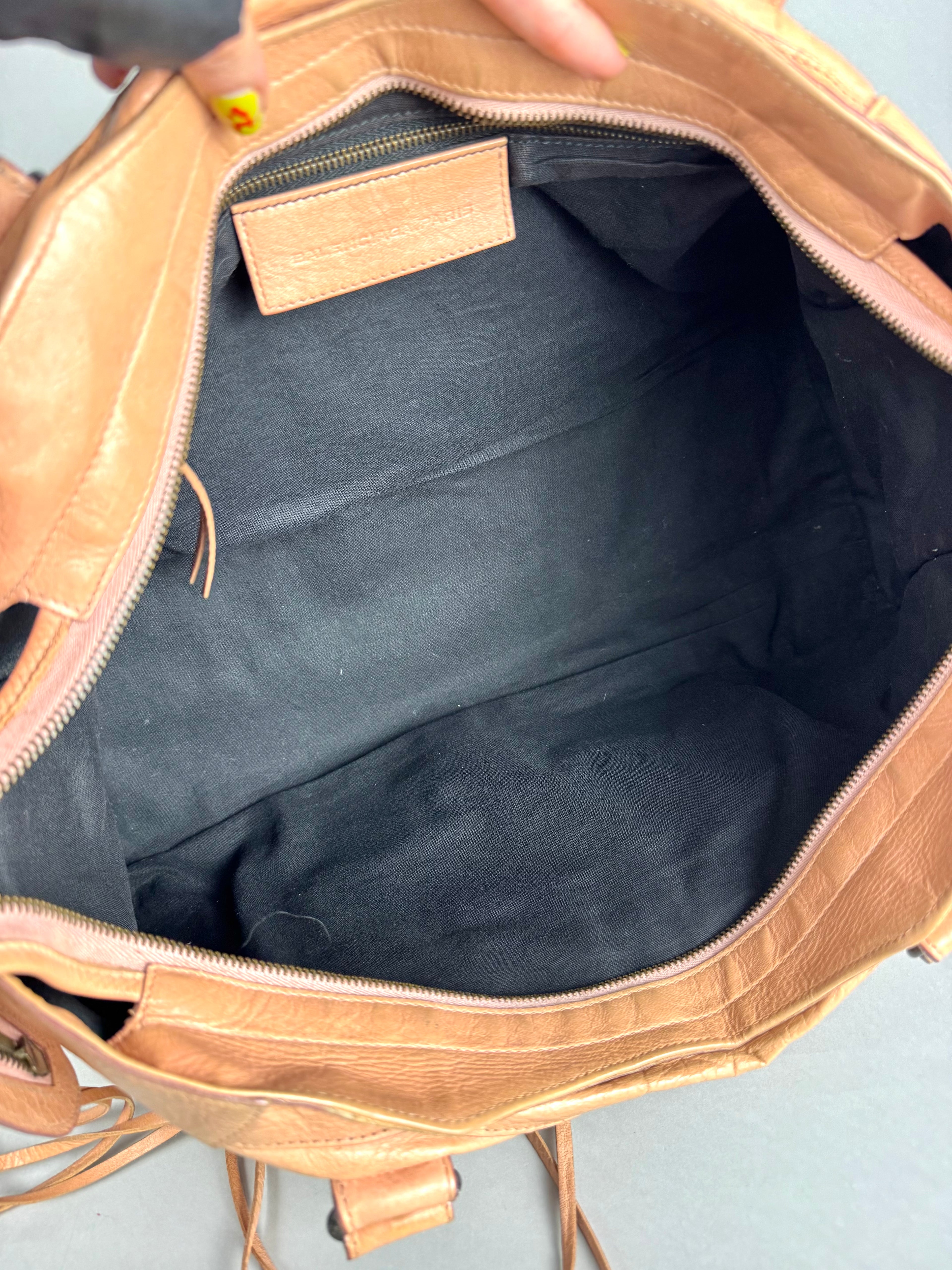 Balenciaga Cumin Lambskin Leather Motorcycle Part-Time Bag