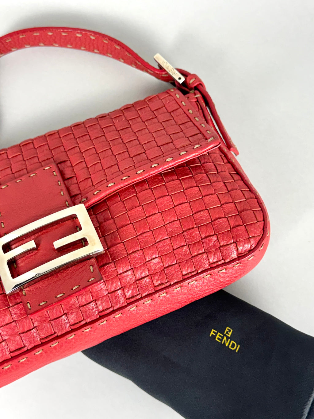 Fendi Baguette Leather Red