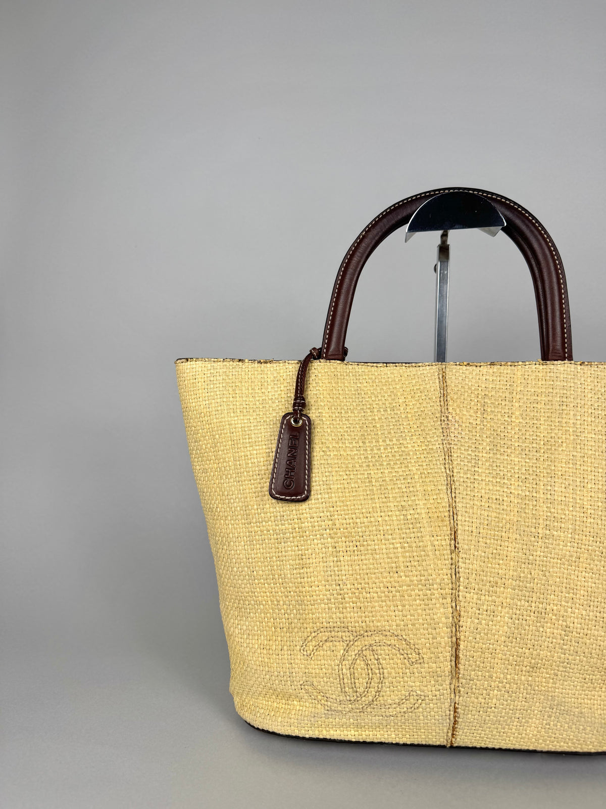 Chanel CC Raffia Handle Tote