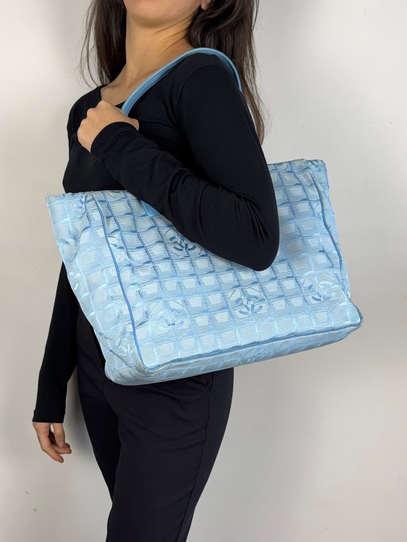 Chanel Travel Ligne Blue Tote Bag