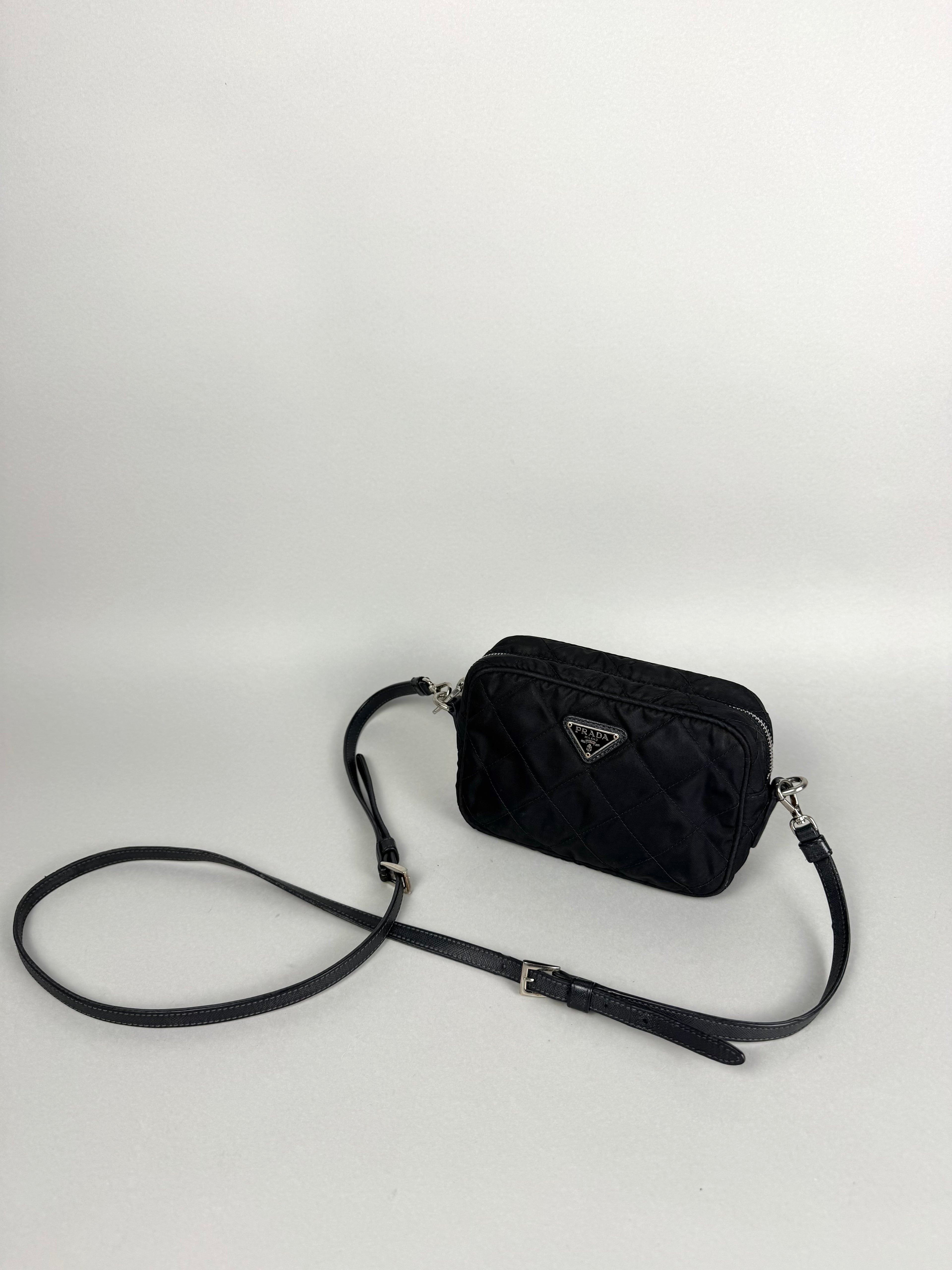 Prada Tessuto Black Nylon Impuntu Quilted Crossbody