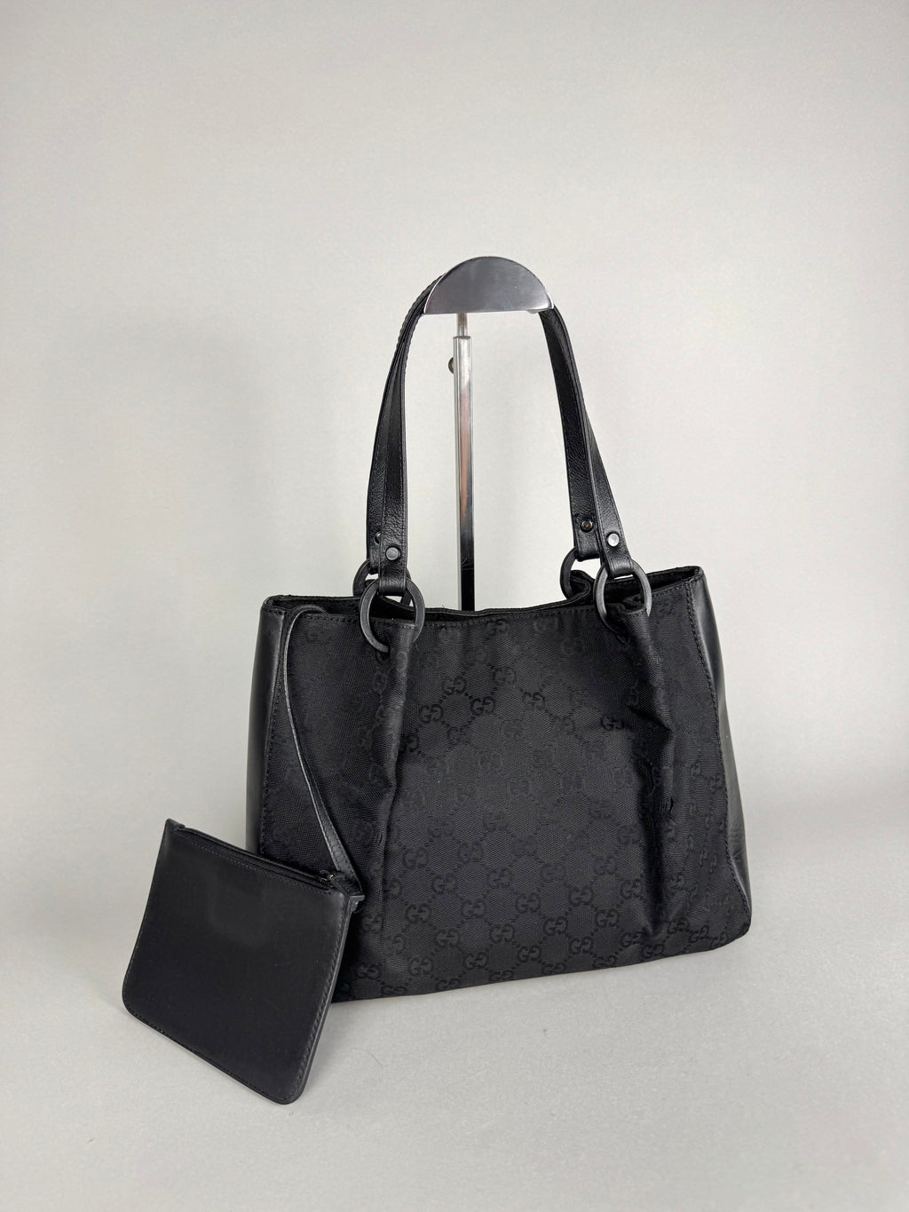 Gucci Monogram Black Tote with Pouch