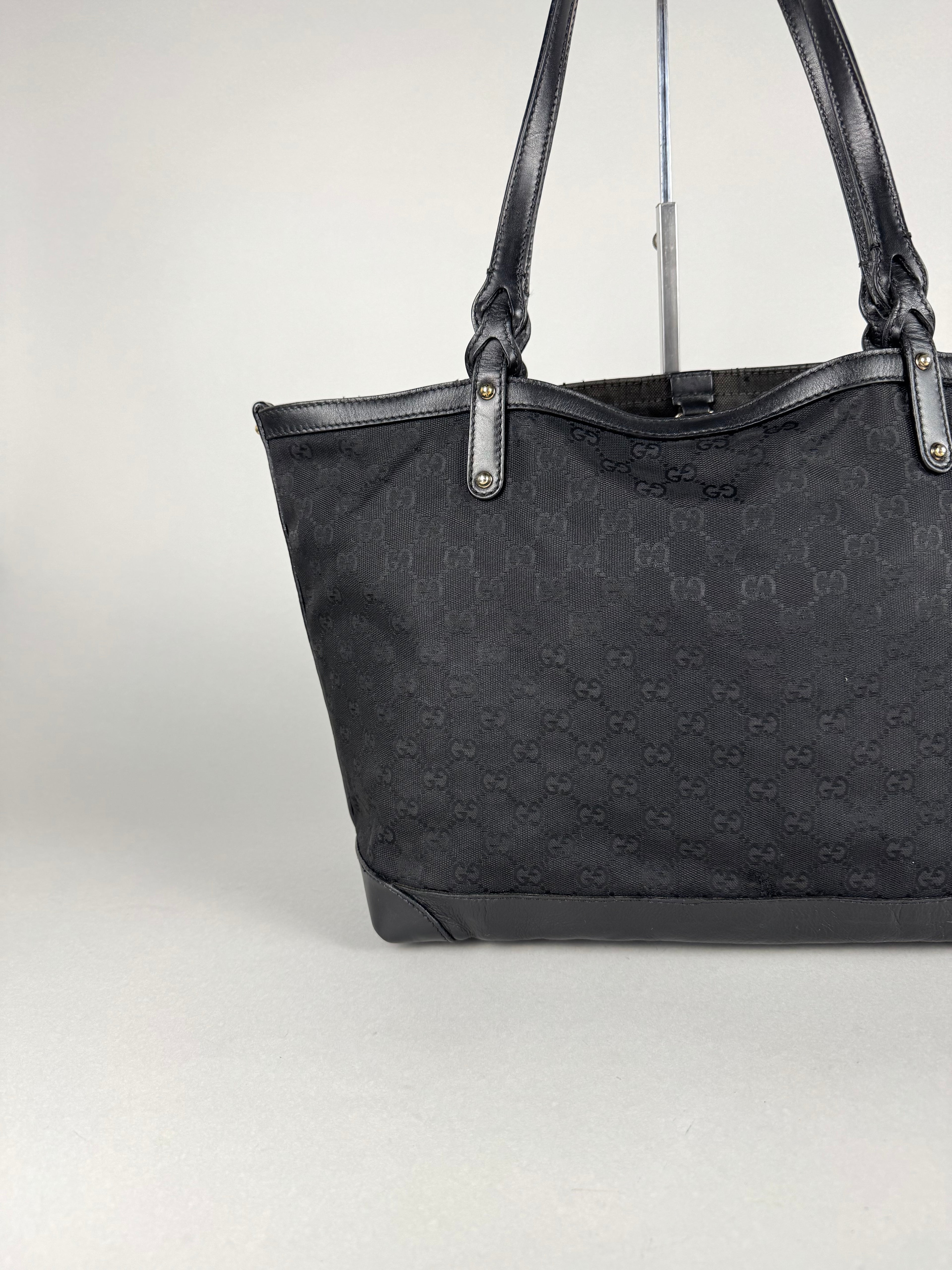 Gucci Monogram Black Tote with Pouch