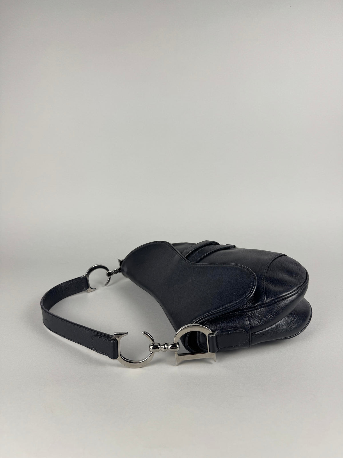 Christian Dior Black Leather Saddle Bag
